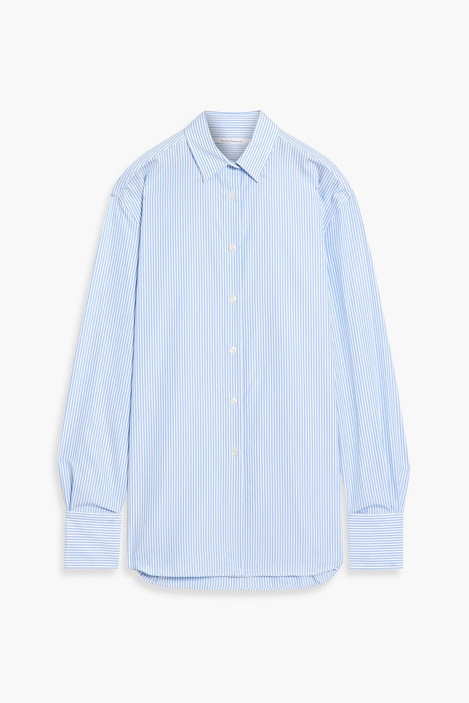 Another Tomorrow Striped Cotton-poplin Shirt In Blue