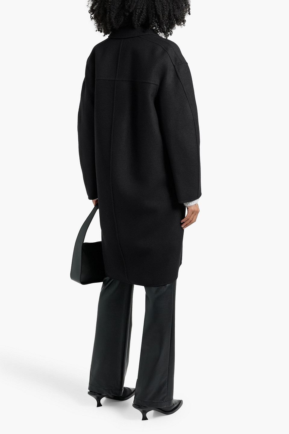 Another Tomorrow Wool-felt Coat In Black