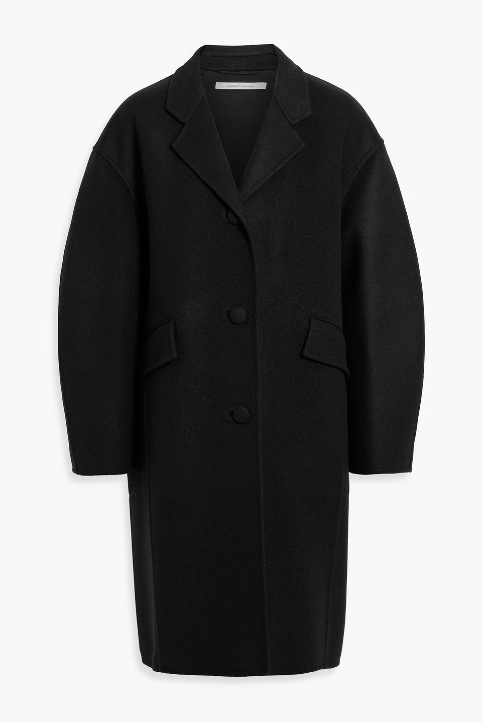 Another Tomorrow Wool-felt Coat In Black