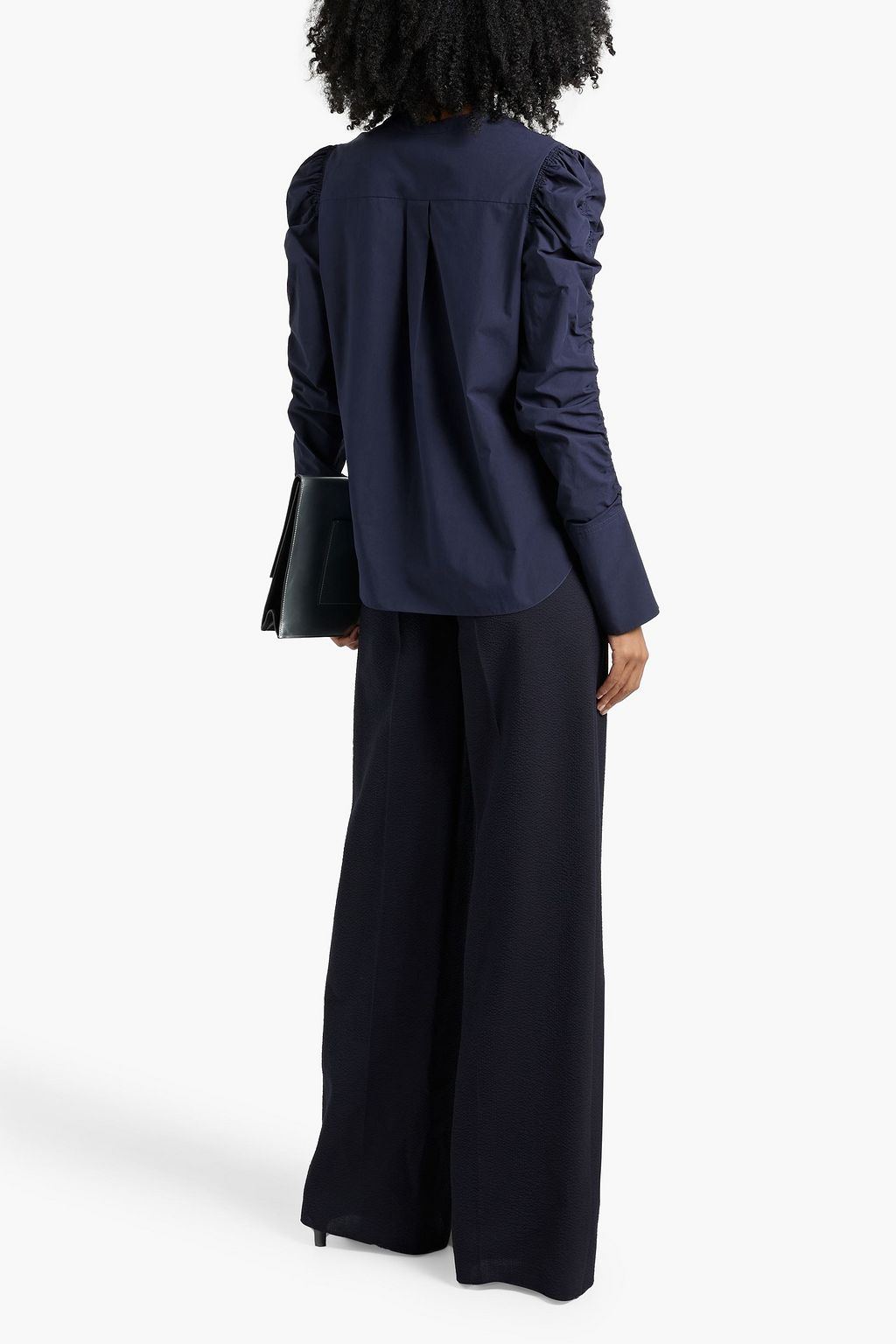 ANOTHER TOMORROW Shirred cotton-poplin blouse