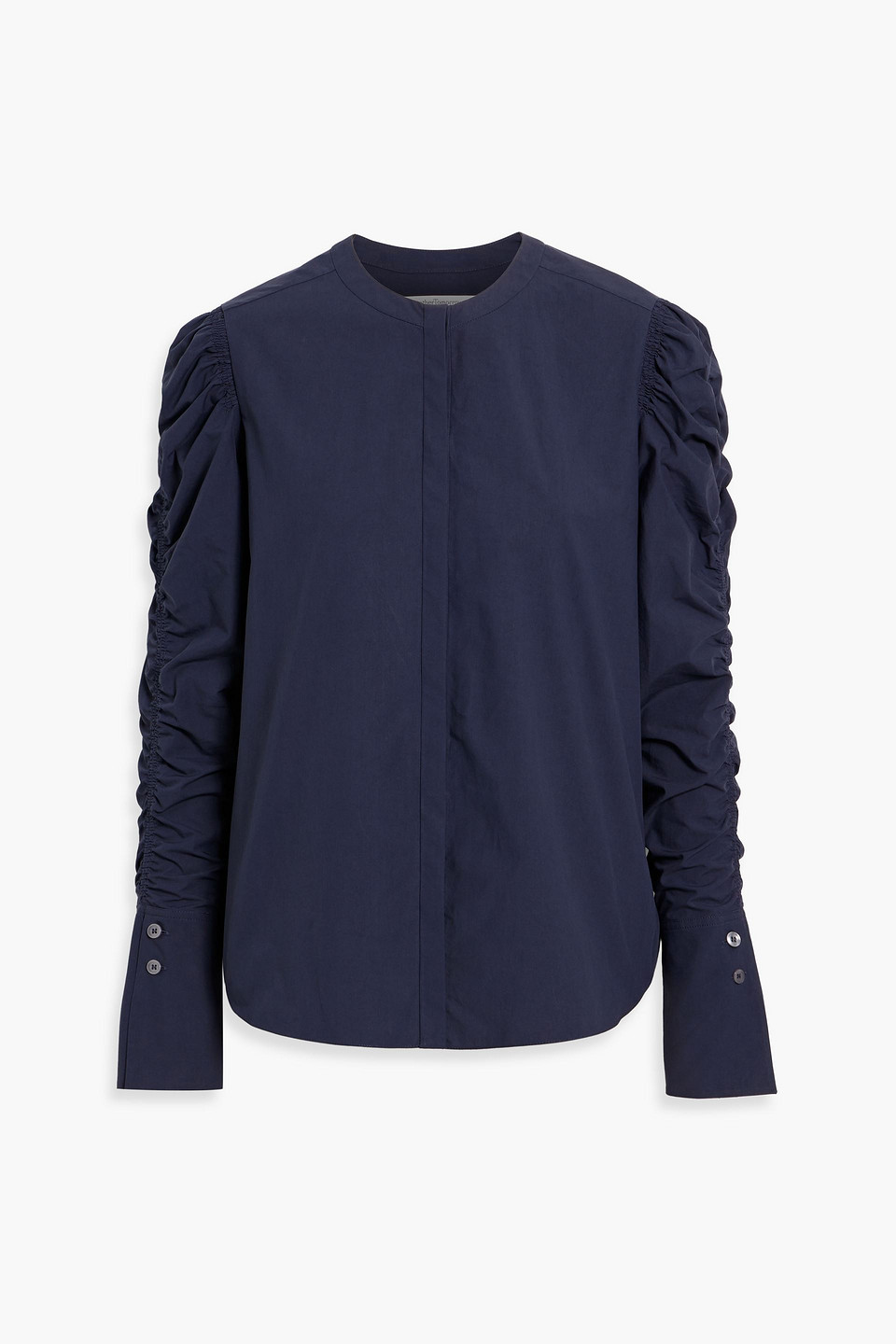 Shirred cotton-poplin blouse