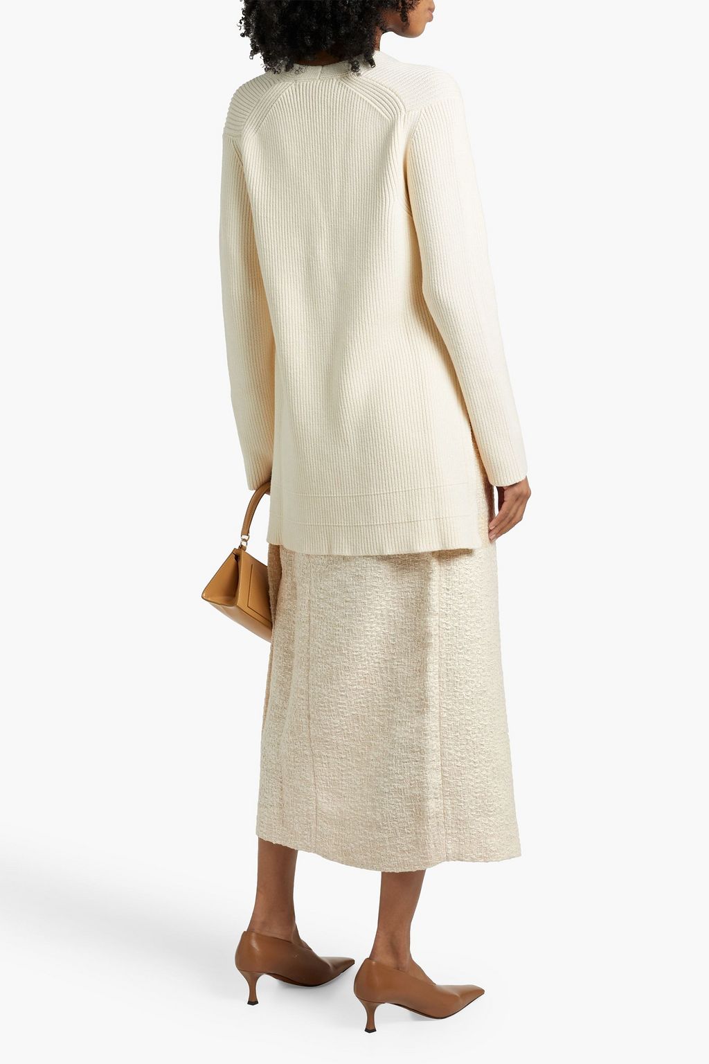 ANOTHER TOMORROW Cotton-tweed midi wrap skirt