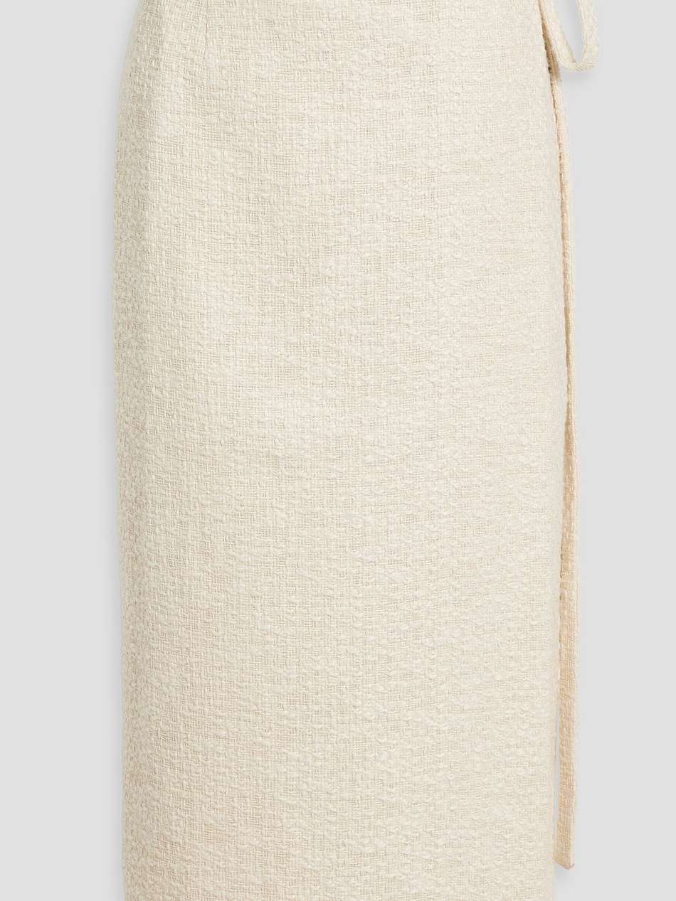 cotton-tweed midi wrap skirt
