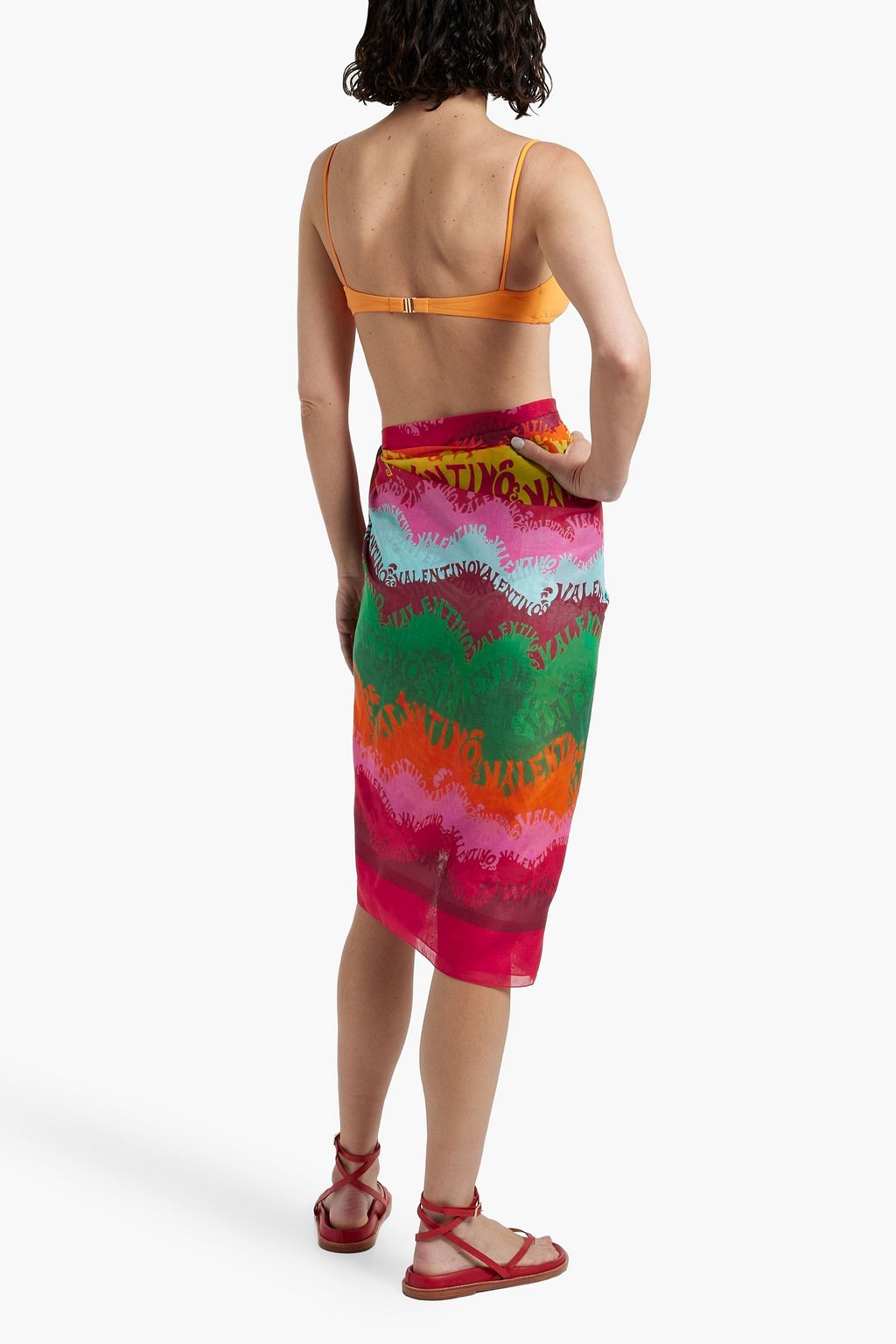 VALENTINO GARAVANI Printed cotton and silk-blend voile pareo