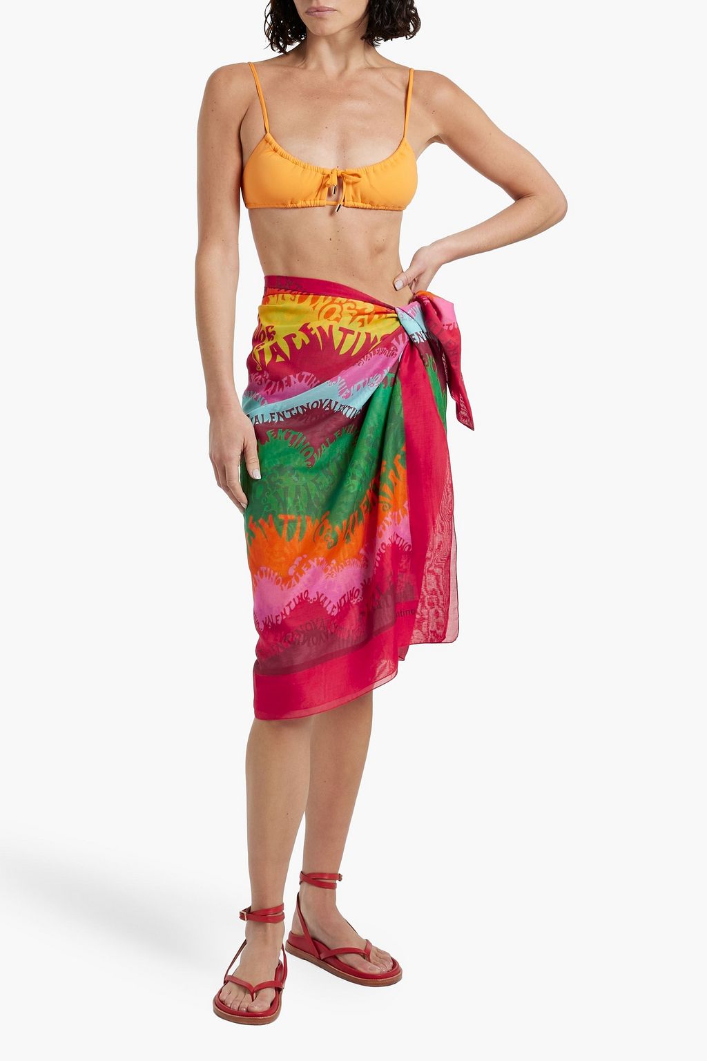 VALENTINO GARAVANI Printed cotton and silk-blend voile pareo
