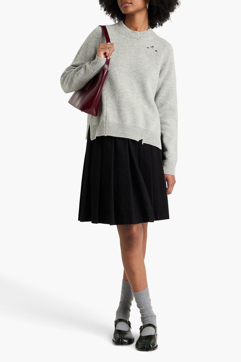 Maison Margiela Distressed Wool-blend Sweater In Gray