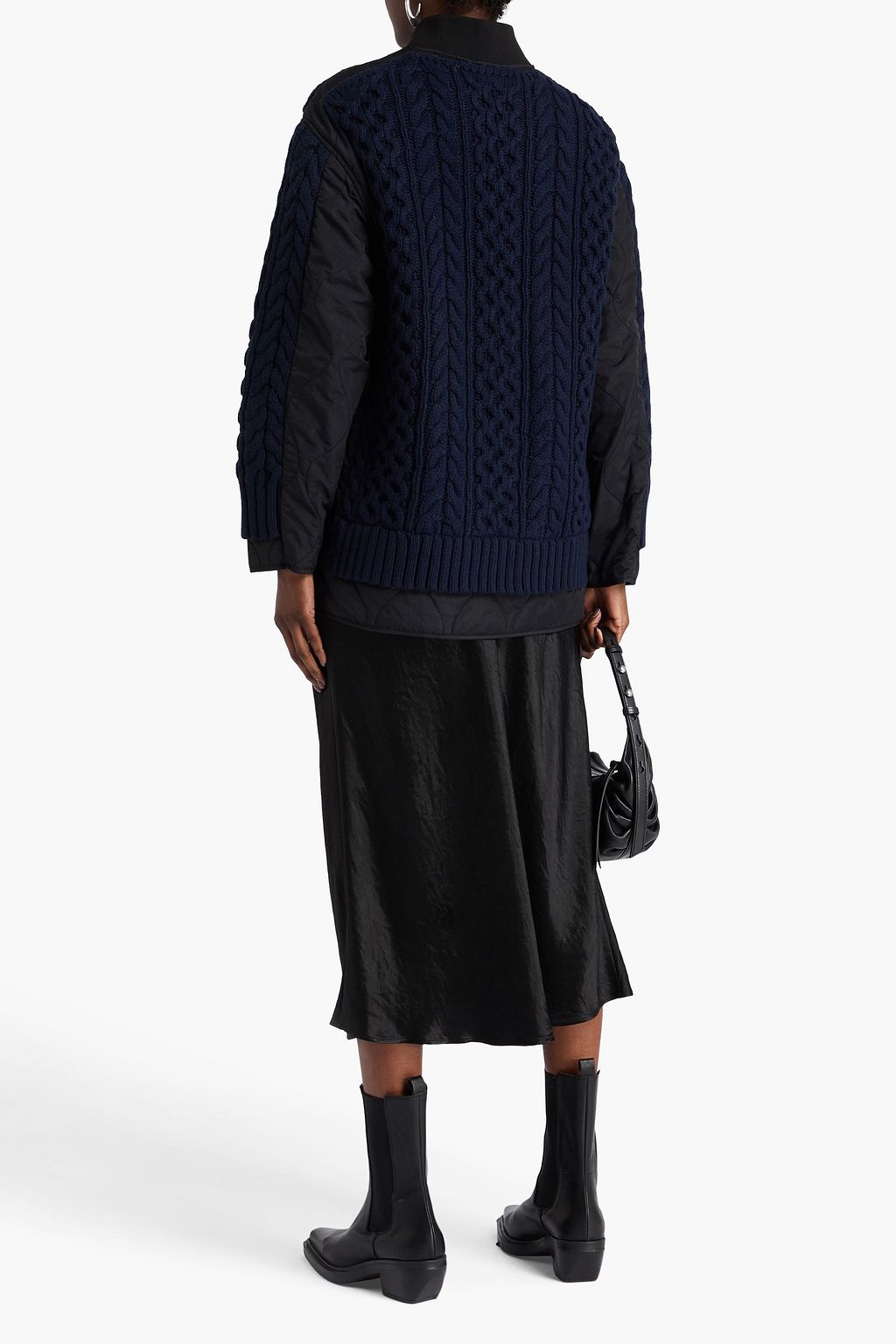 RAG & BONE Winnie shell-paneled cable-knit cotton-blend jacket
