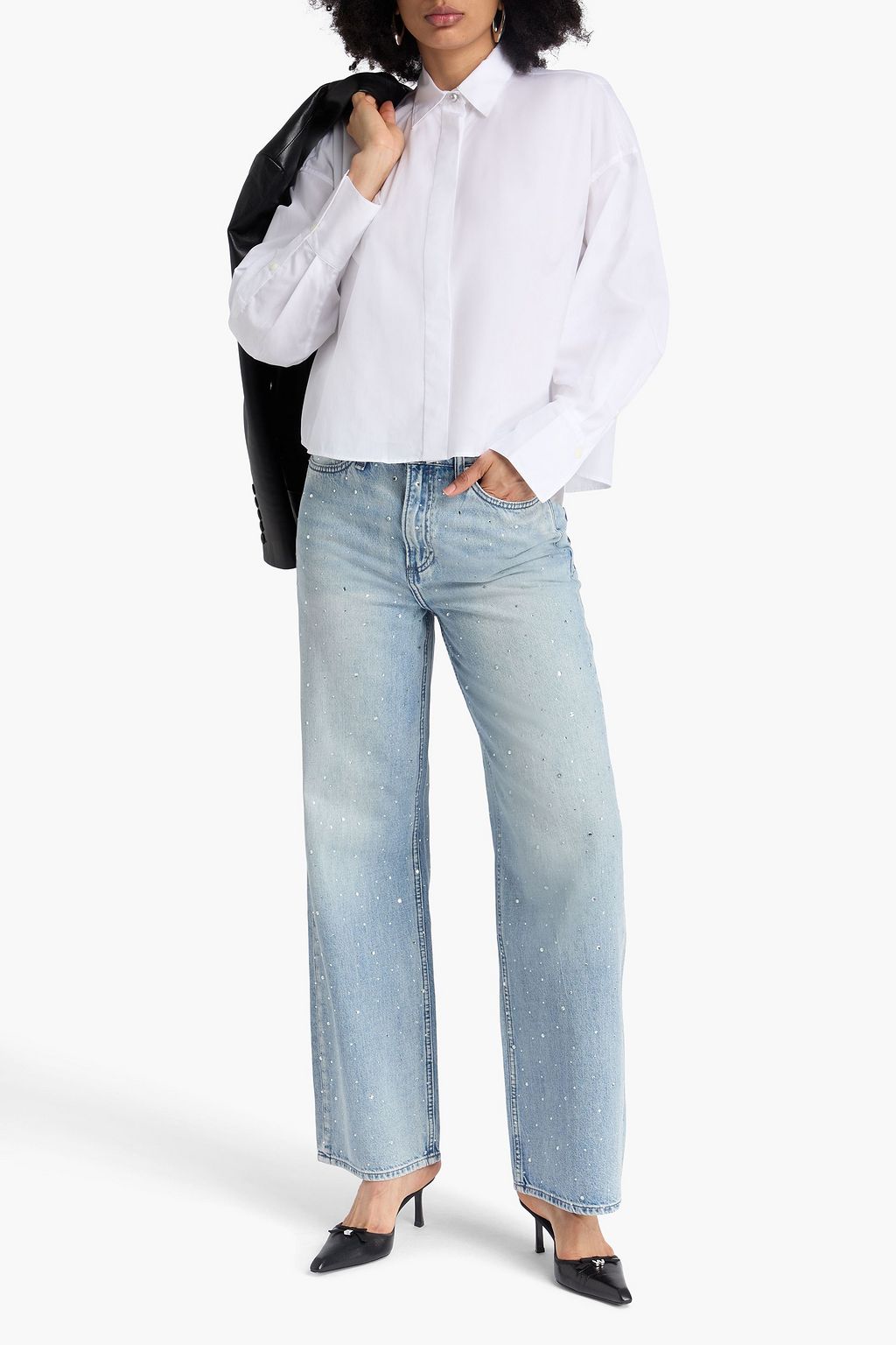 RAG & BONE コットンポプリン クロップドシャツ