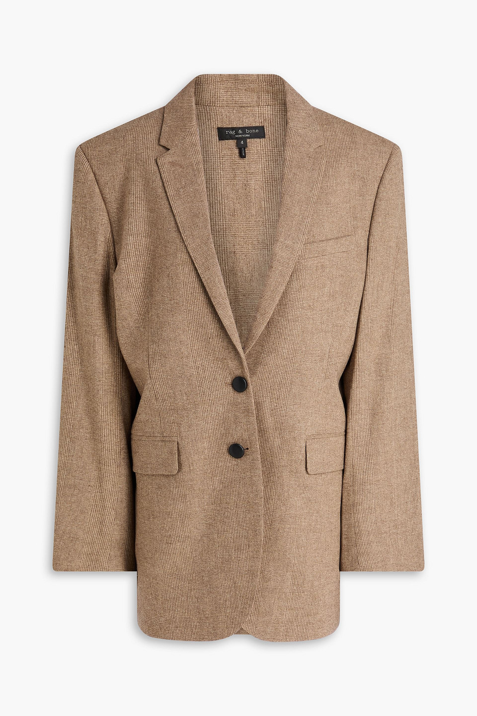 Rag & Bone Odessa Prince Of Wales Checked Wool-blend Blazer In Brown