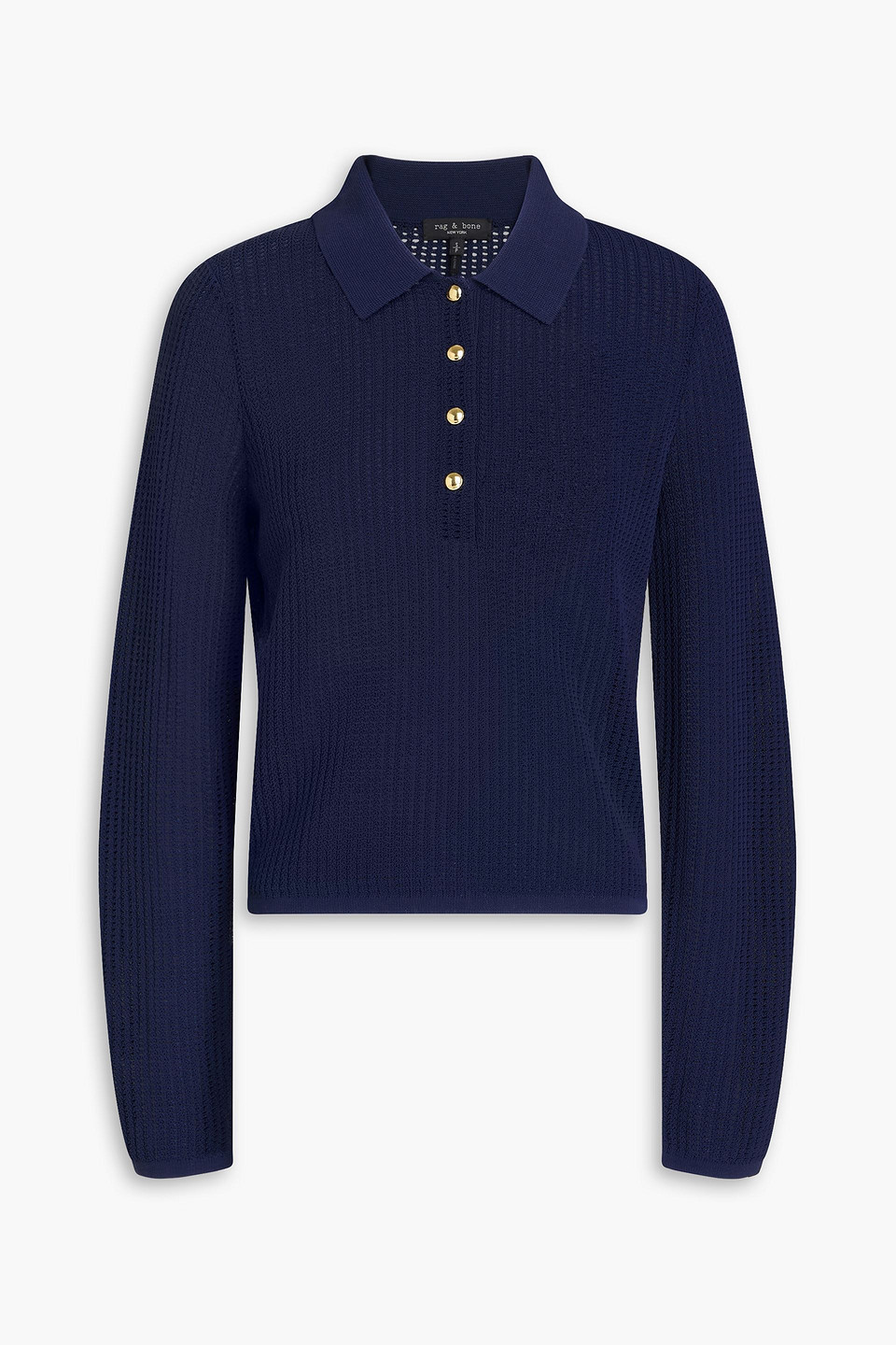 Rag & Bone Viola Ribbed Cotton-blend Polo Sweater In Purple