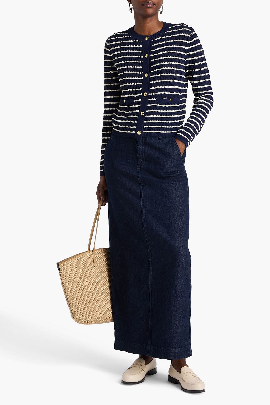 RAG & BONE Viola gestreifter Cardigan aus einer Baumwollmischung