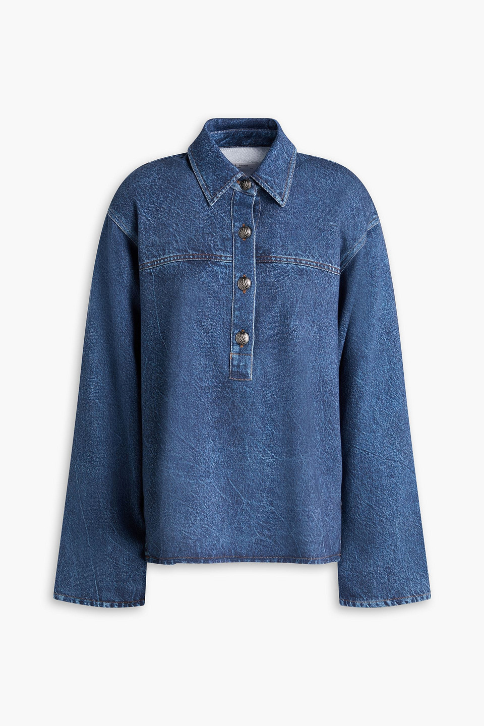 Rag & Bone Miramar Emily Denim-effect Print French Cotton-terry Shirt