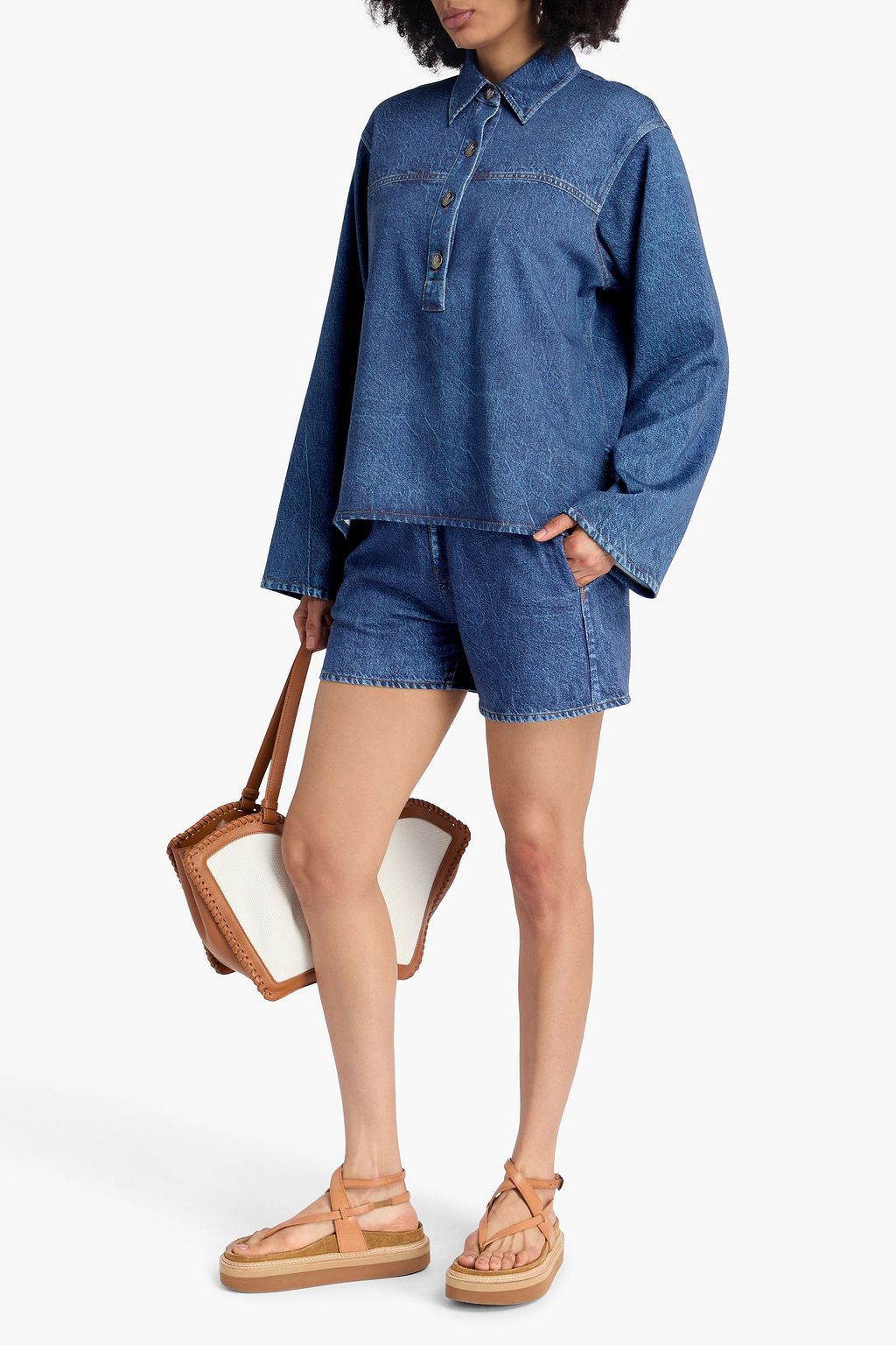 RAG & BONE フレンチコットンテリー シャツ デニム風プリント