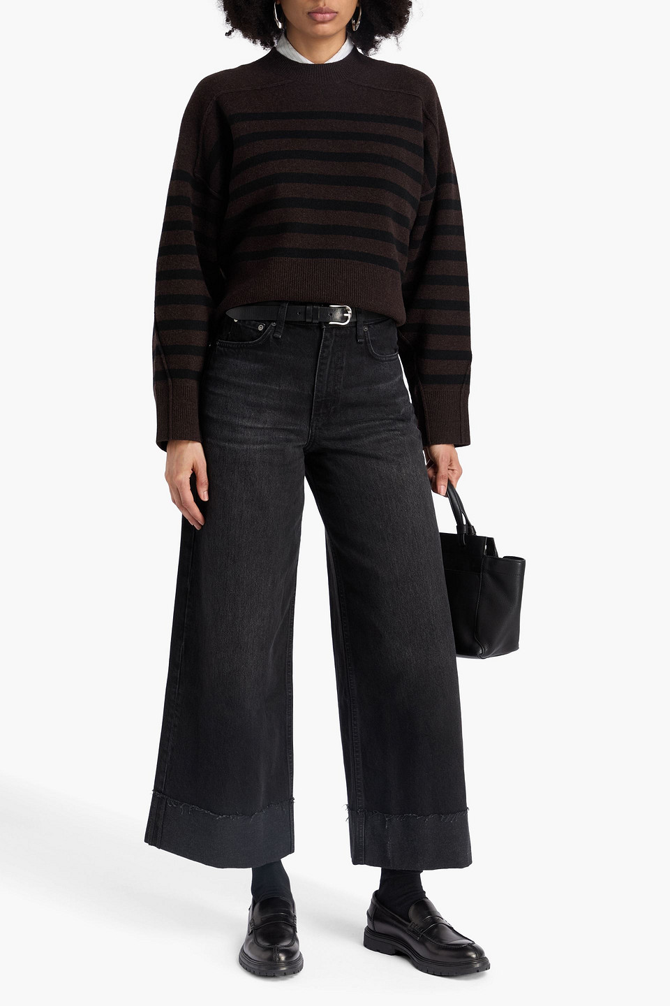  Rag & Bone - Striped Wool-blend Sweater - Brown - S 
