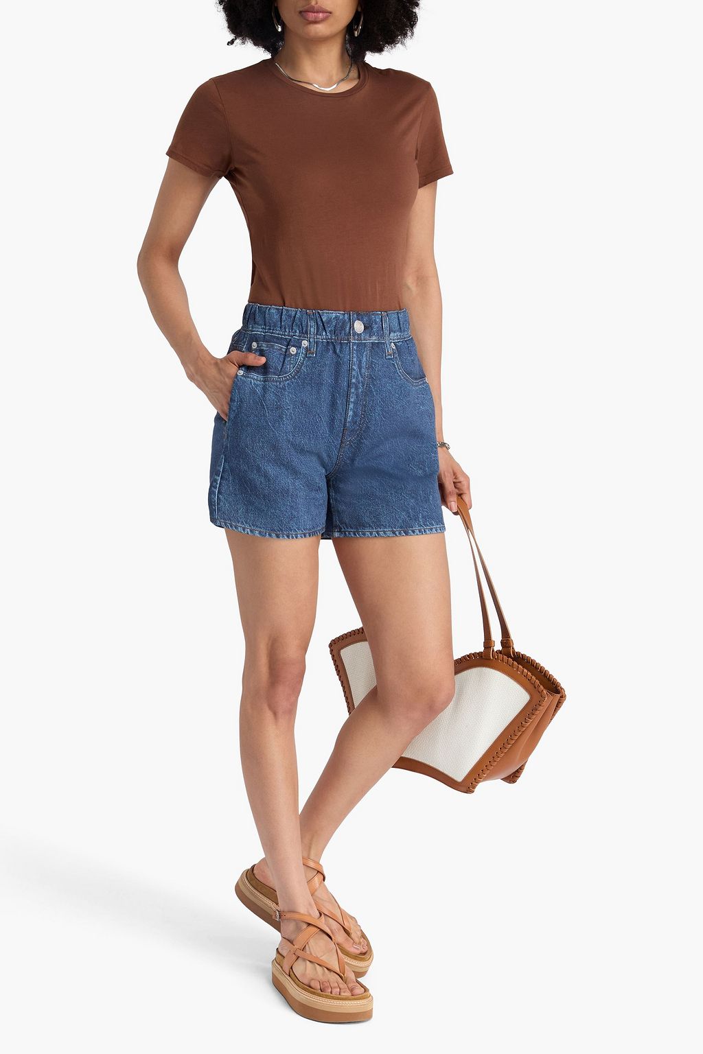 RAG & BONE フレンチコットンテリー ショートパンツ デニム風プリント