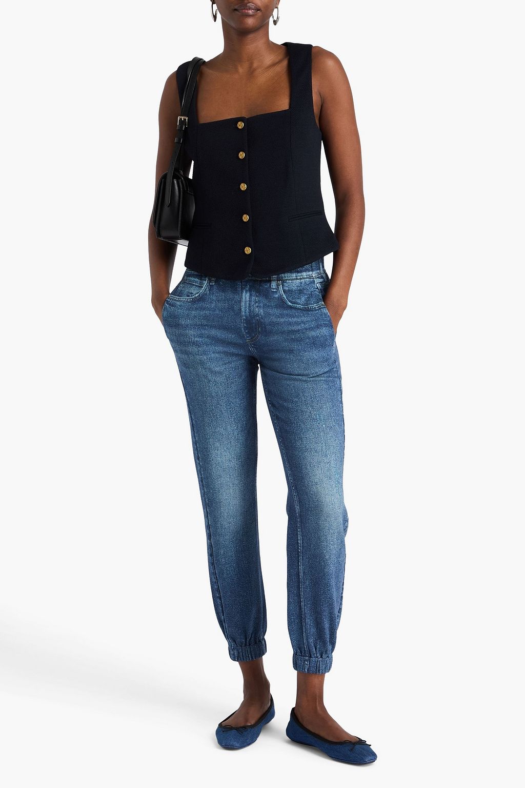 RAG & BONE コットンフリース トラックパンツ デニム風プリント
