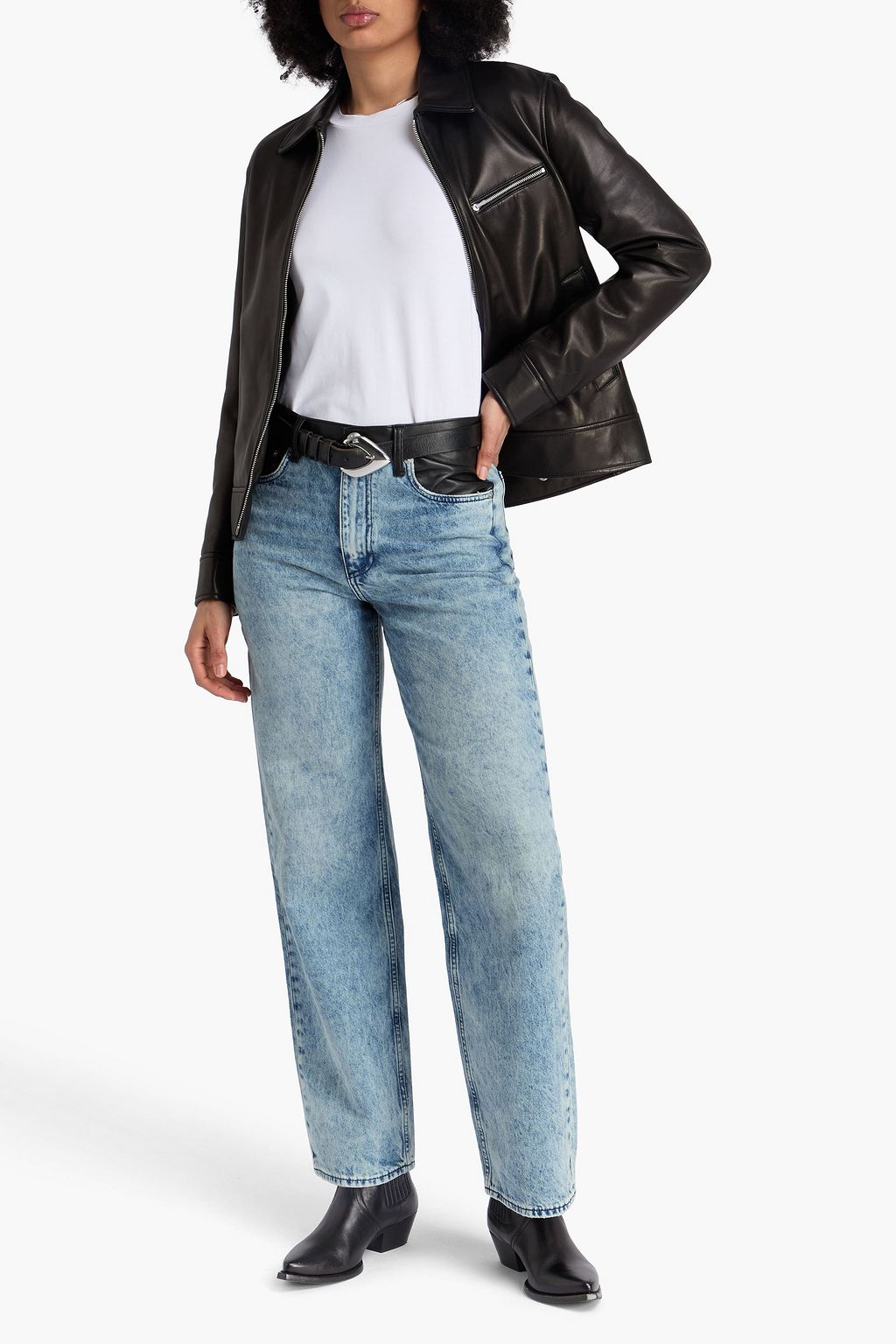 RAG & BONE Shea hoch sitzende Jeans mit geradem Bein in ausgewaschener Optik