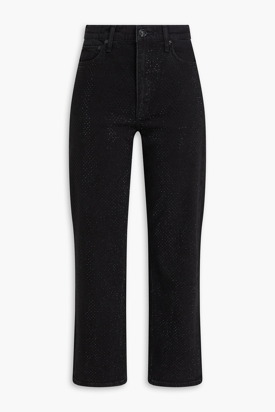 Rag & Bone Harlow Crystal-embellished High-rise Straight-leg Jeans In Black