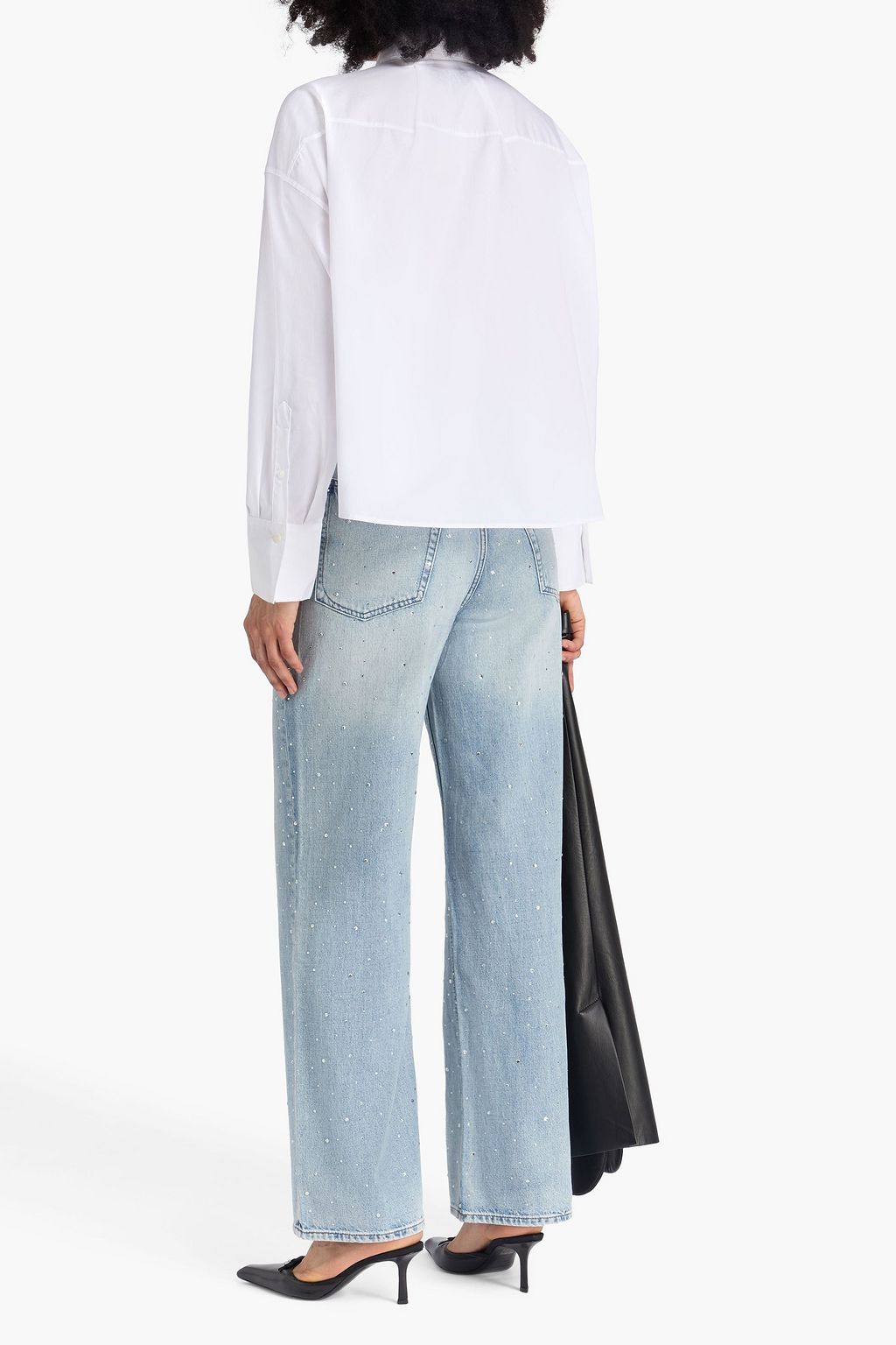 RAG & BONE ハイライズ ワイドレッグジーンズ クリスタル付き