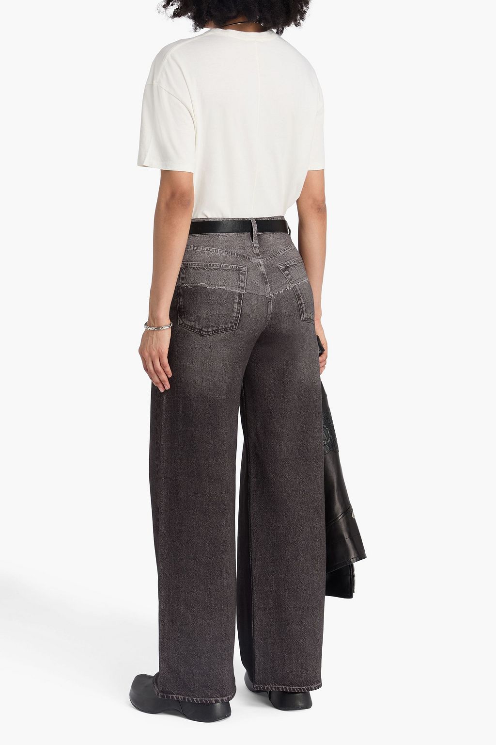 RAG & BONE コットンフリース ワイドレッグパンツ デニム風プリント