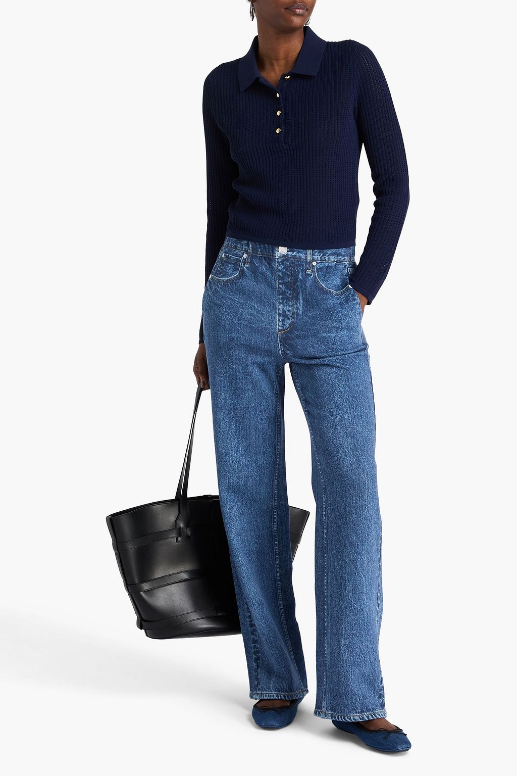 RAG & BONE コットンフリース ワイドレッグパンツ デニム風プリント