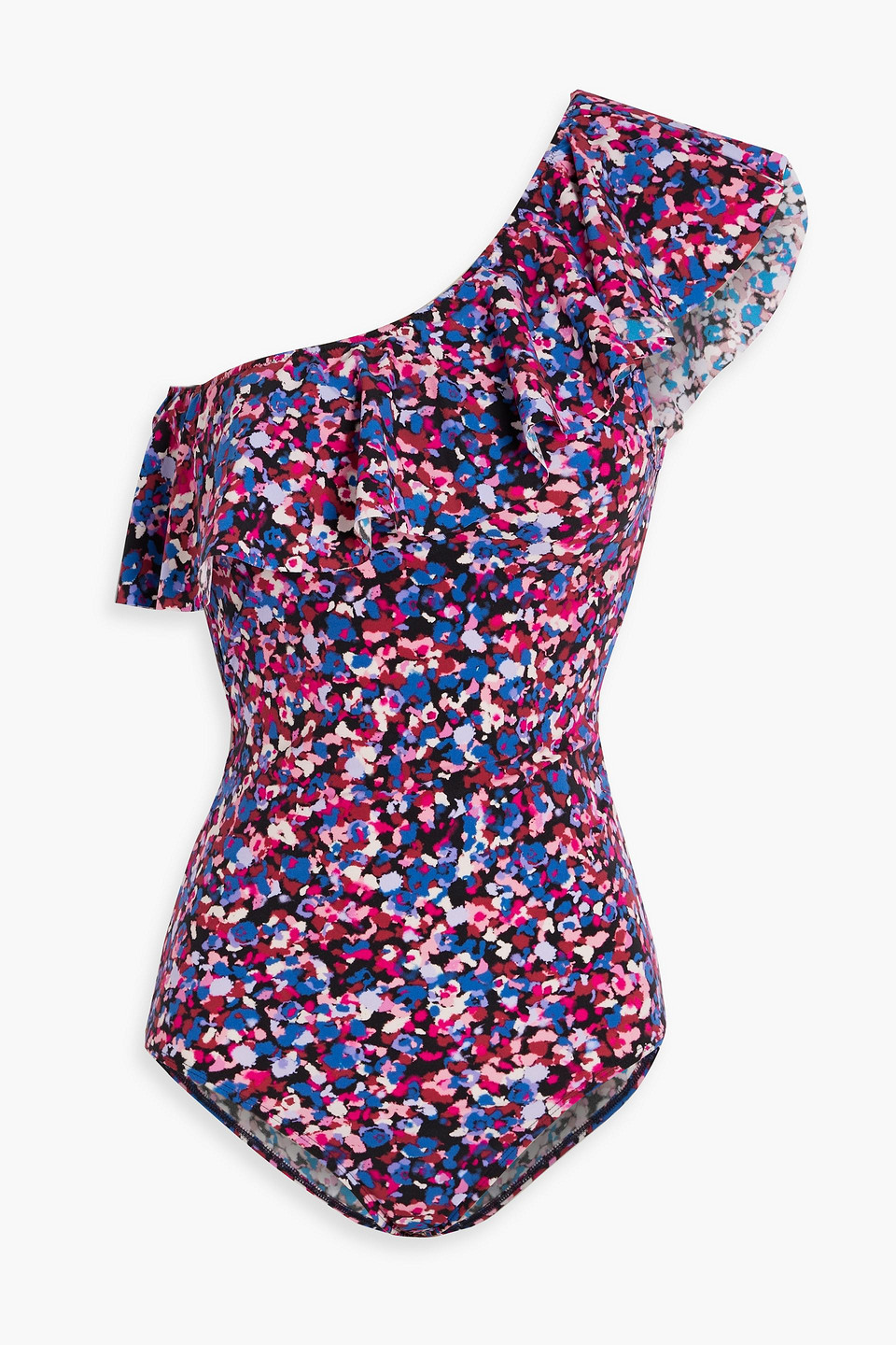 Isabel Marant Sicilya One-shoulder Ruffled Printed Swimsuit