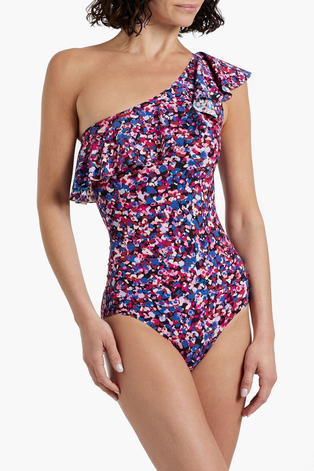 ISABEL MARANT Sicilya one-shoulder ruffled printed swimsuit