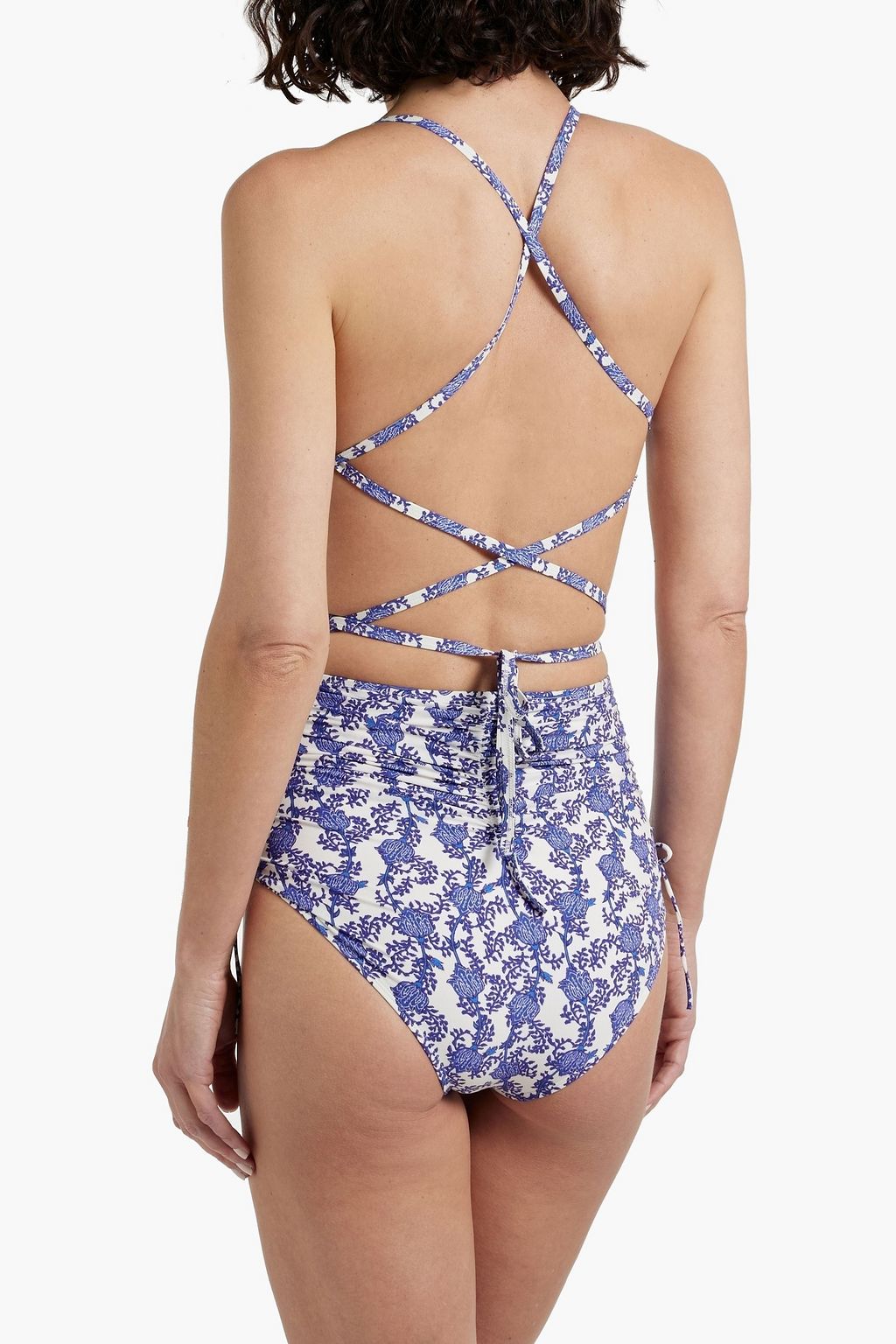 ISABEL MARANT Nelaris ruched printed high-rise bikini briefs