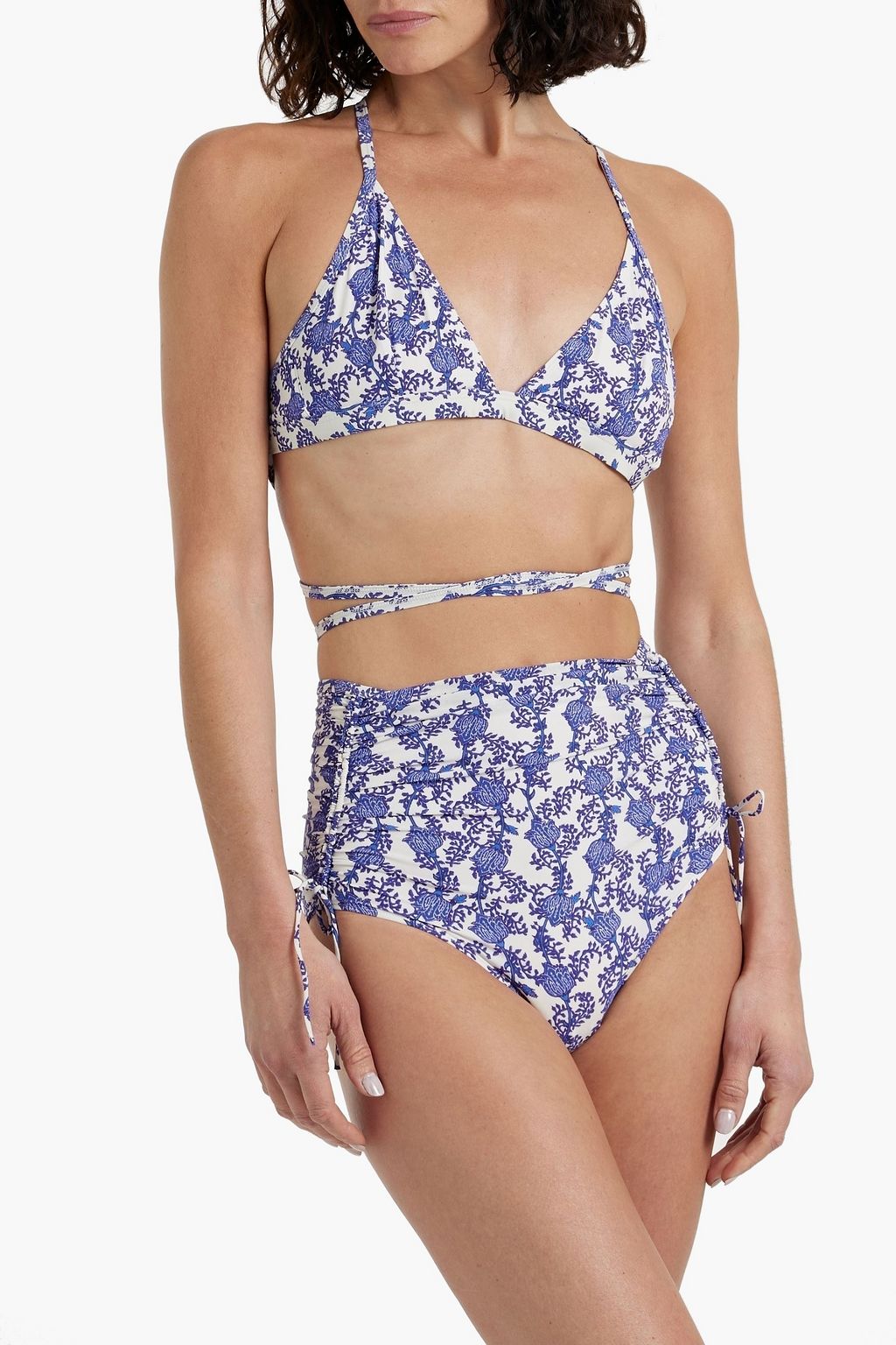 ISABEL MARANT Nelaris ruched printed high-rise bikini briefs