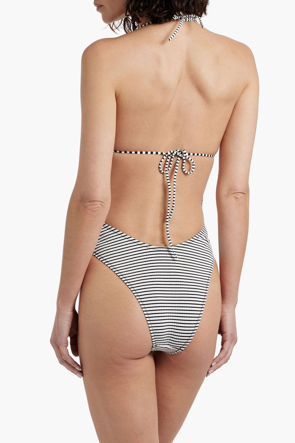 SOLID & STRIPED + Sofia Richie Grainge The Zaria striped stretch-seersucker halterneck swimsuit