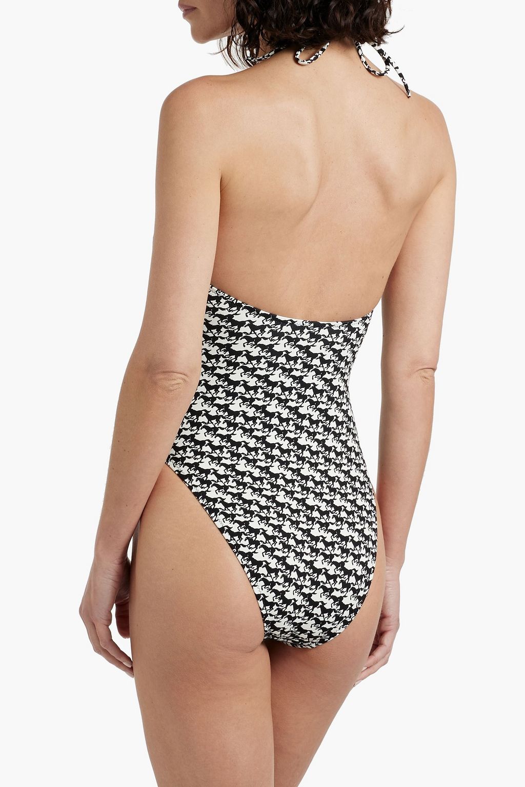 SOLID & STRIPED Mina ruched printed halterneck swimsuit