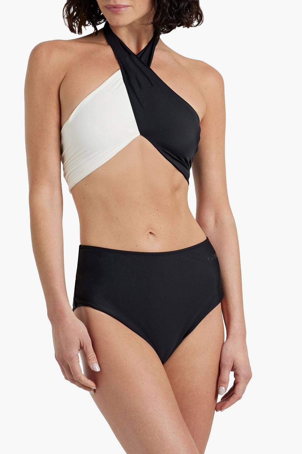JOHANNA ORTIZ Chilled Vibe two-tone halterneck bikini top