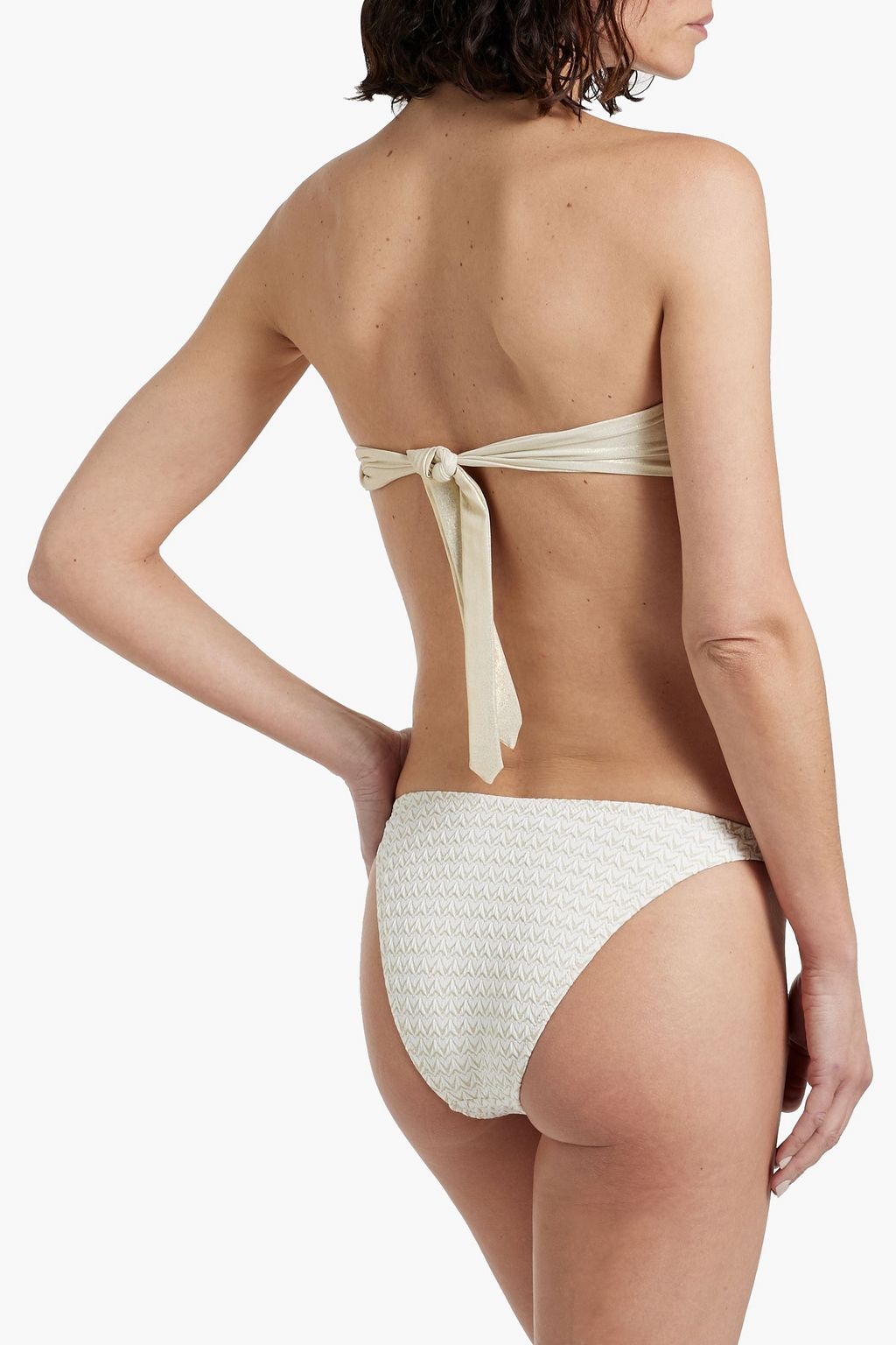 SOLID & STRIPED The Odessa metallic stretch-jacquard low-rise bikini briefs