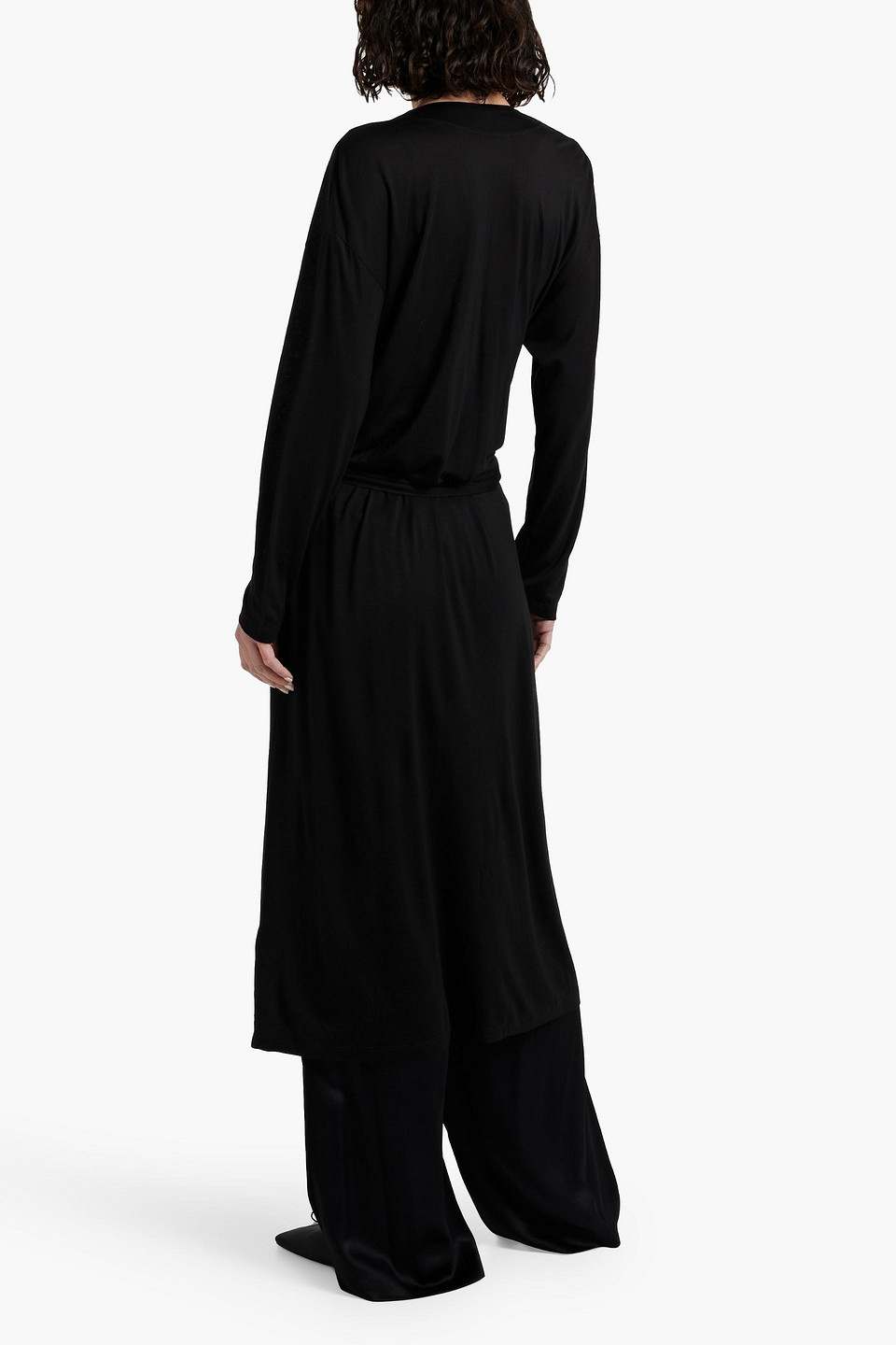 Another Tomorrow Lyocell Cardigan In Black