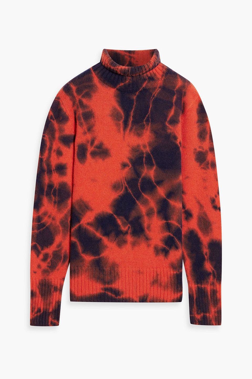 The Elder Statesman Tie-dyed Cashmere Turtleneck Sweater In Orange
