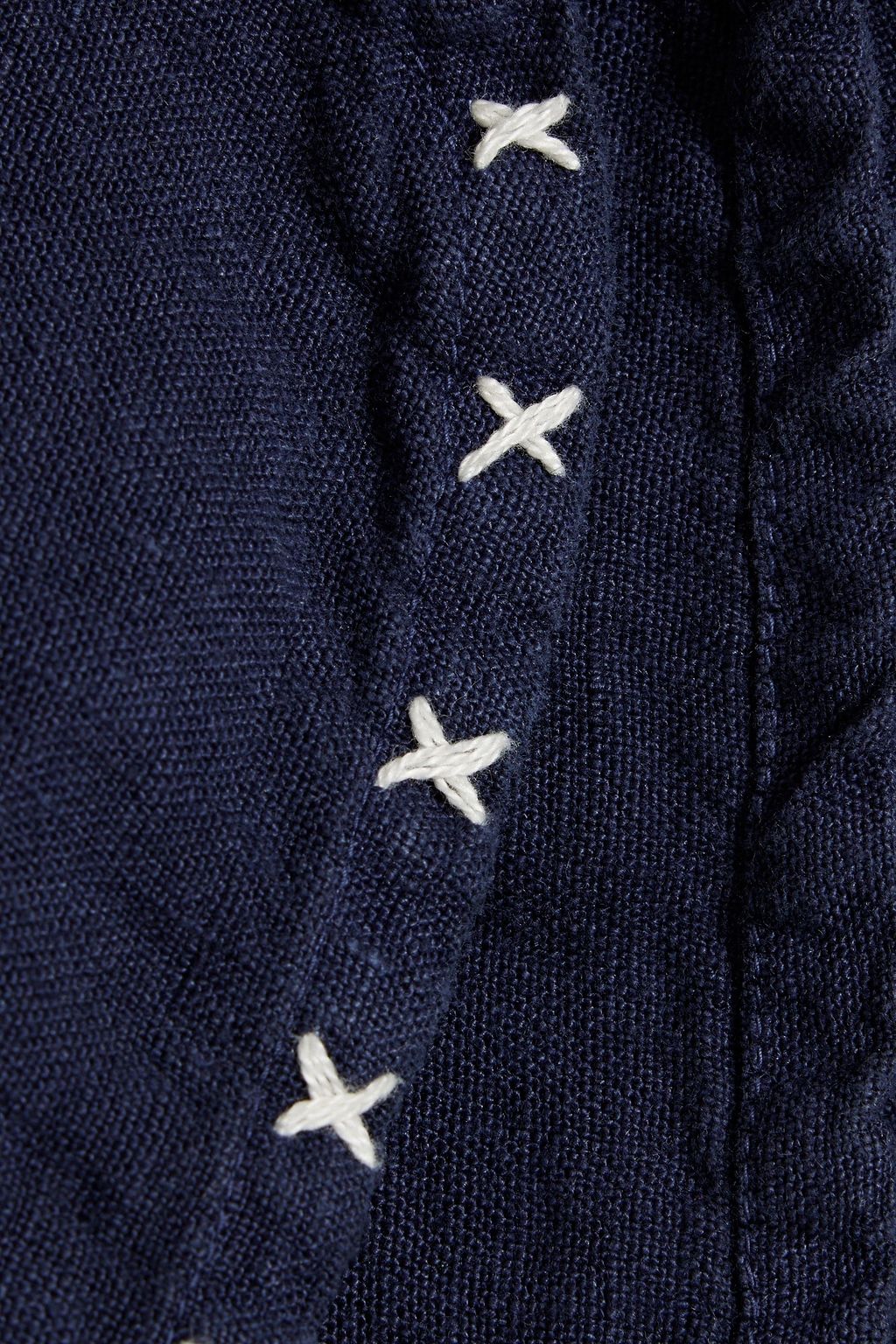 THE ELDER STATESMAN Sulfur embroidered linen shorts