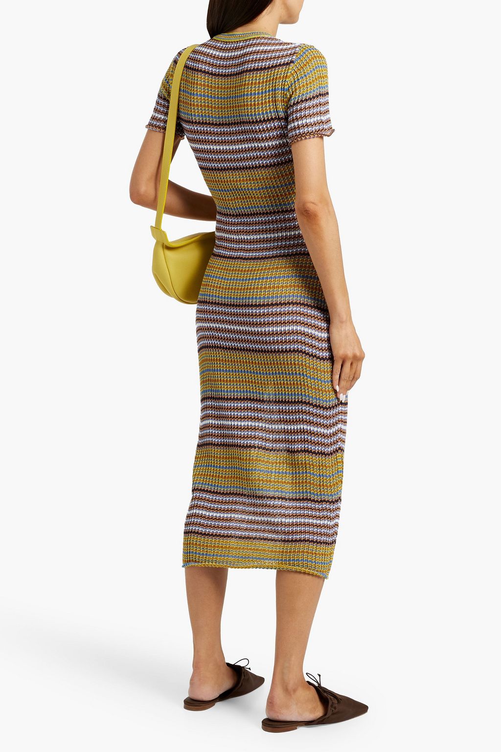 THE ELDER STATESMAN Nova striped cotton and cashmere-blend midi dress