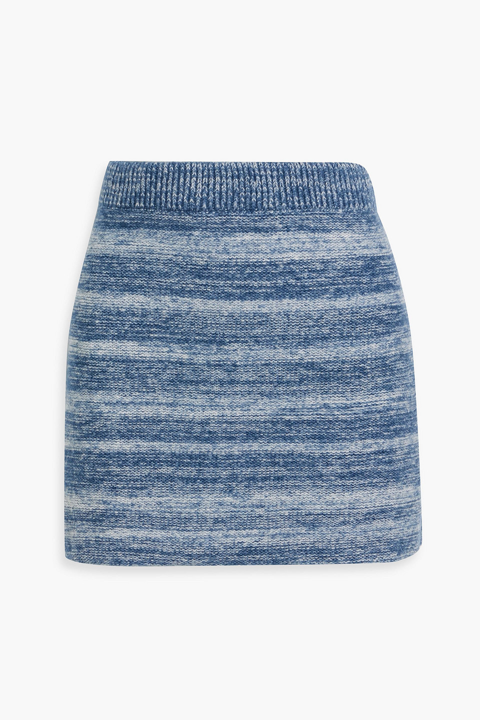 The Elder Statesman Nimbus Striped Cashmere And Cotton-blend Mini Skirt In Blue
