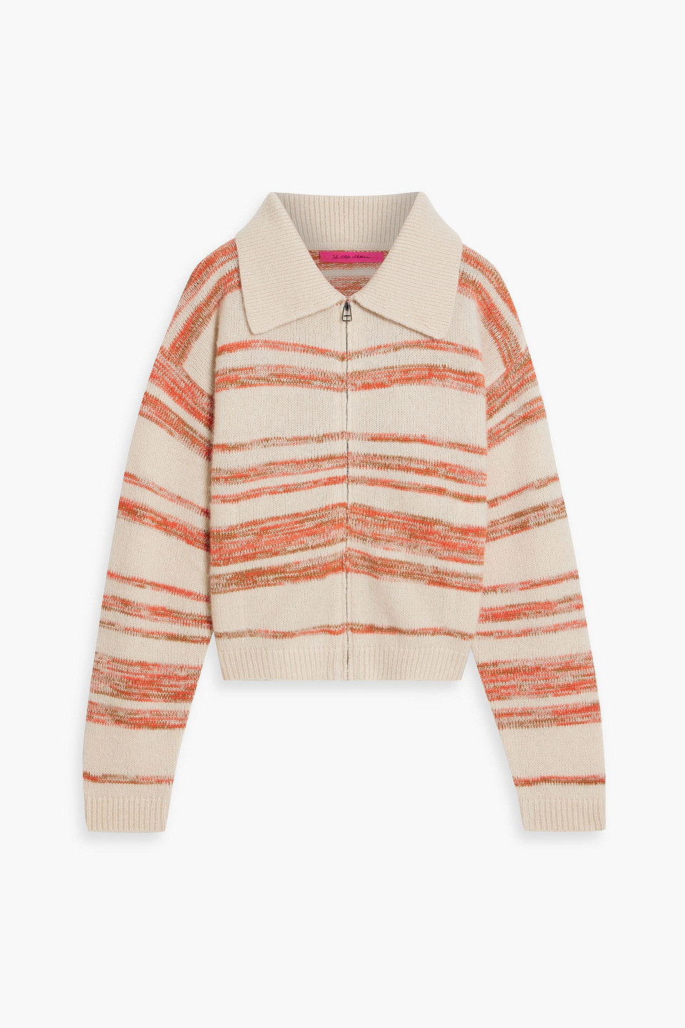 The Elder Statesman Phantom Striped Cashmere And Cotton-blend Cardigan In Neutral