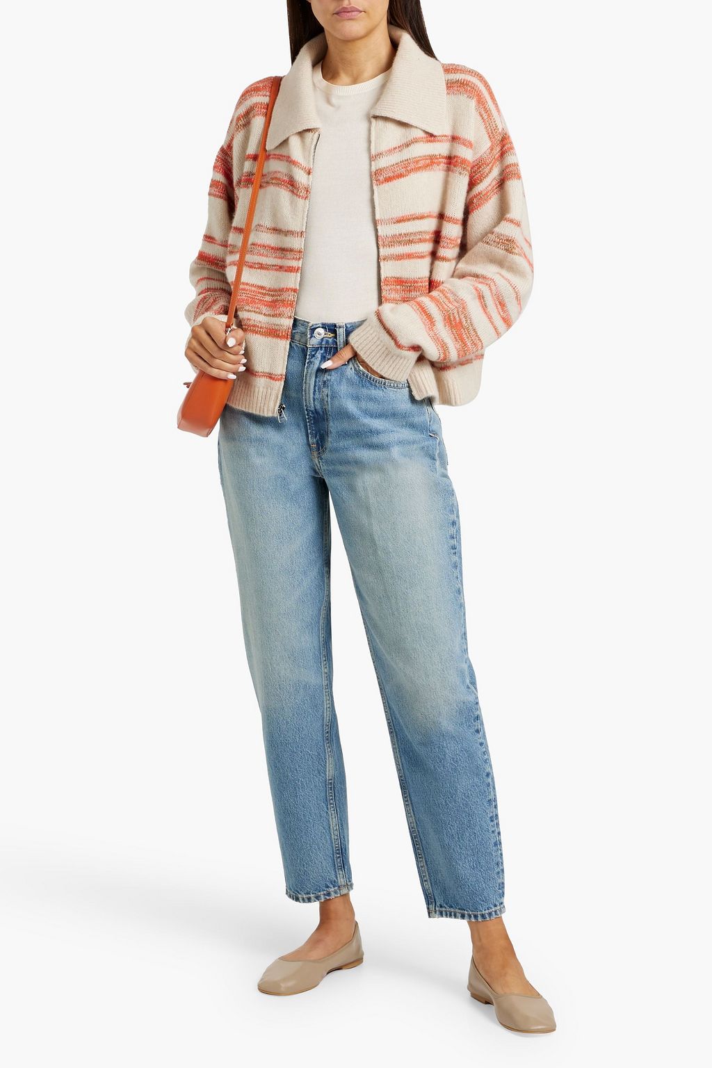 THE ELDER STATESMAN Phantom striped cashmere and cotton-blend cardigan