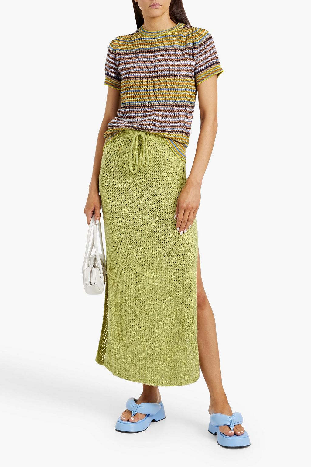 THE ELDER STATESMAN Nova striped cotton and cashmere-blend top