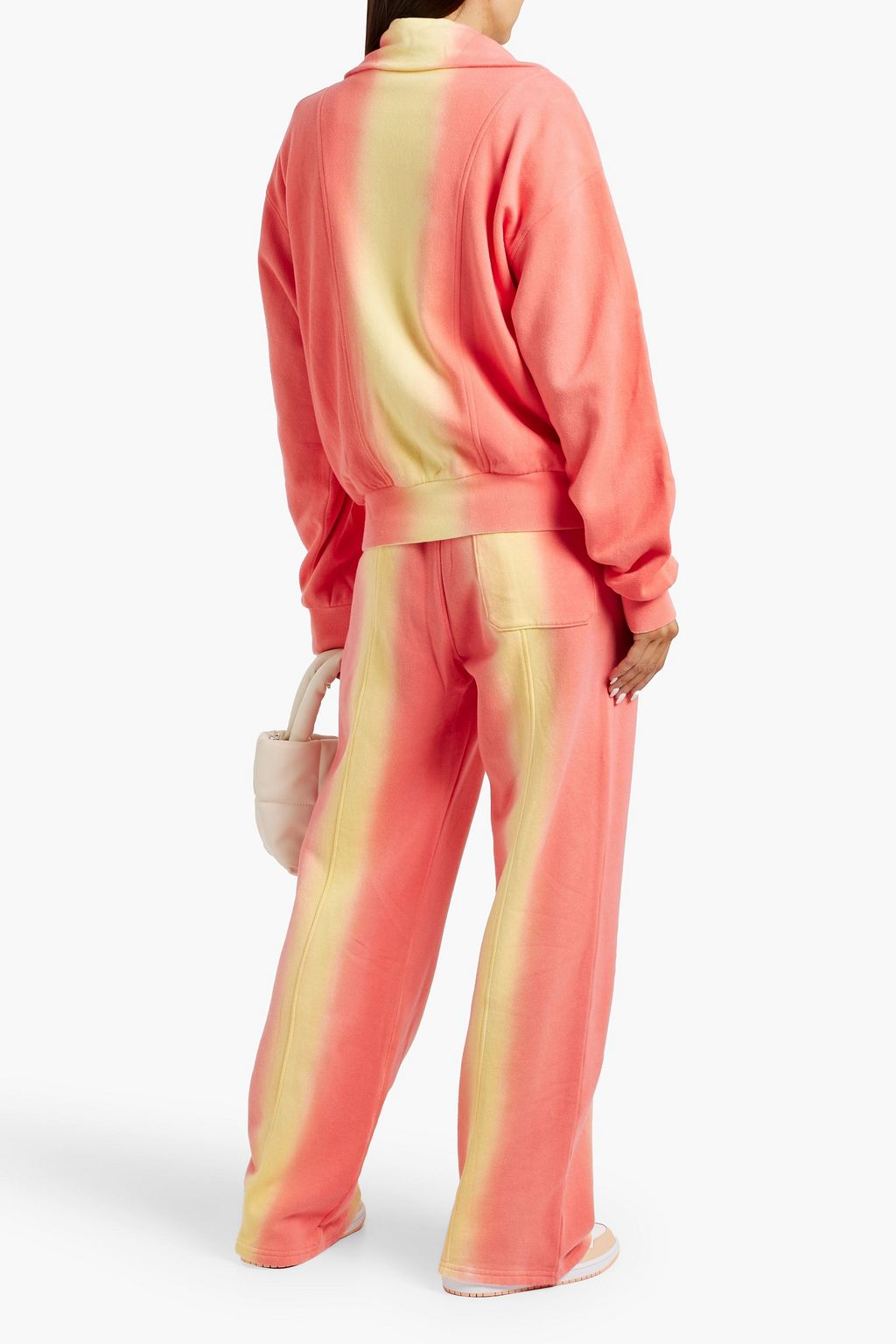 THE ELDER STATESMAN Tie-dyed cotton and cashmere-blend fleece track pants