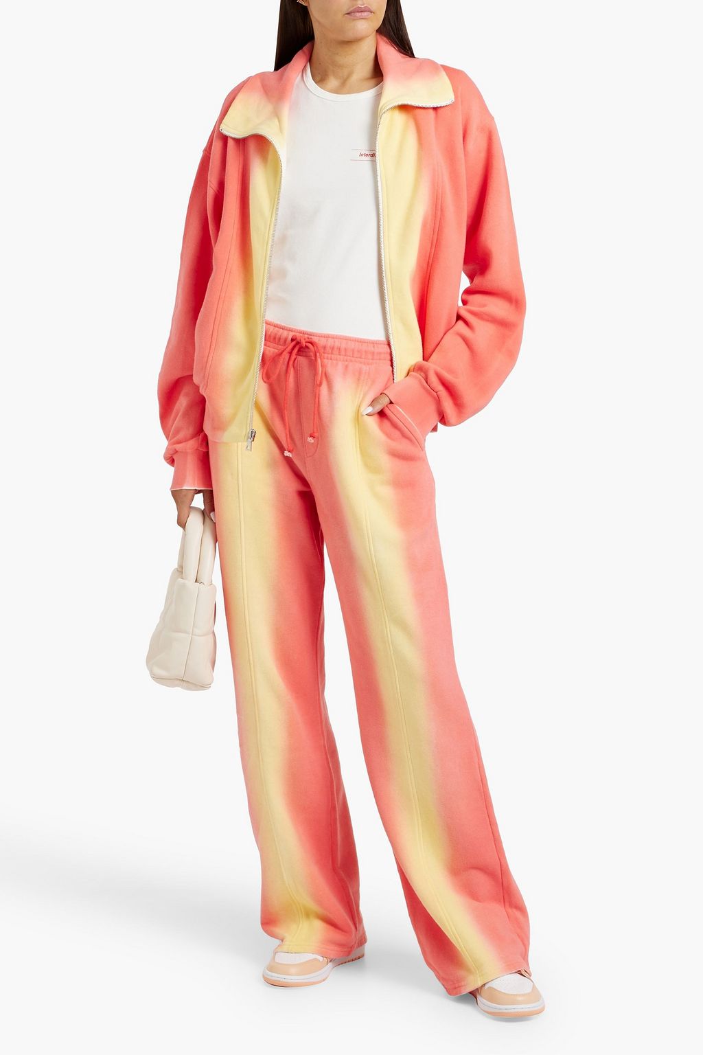THE ELDER STATESMAN Tie-dyed cotton and cashmere-blend fleece track pants