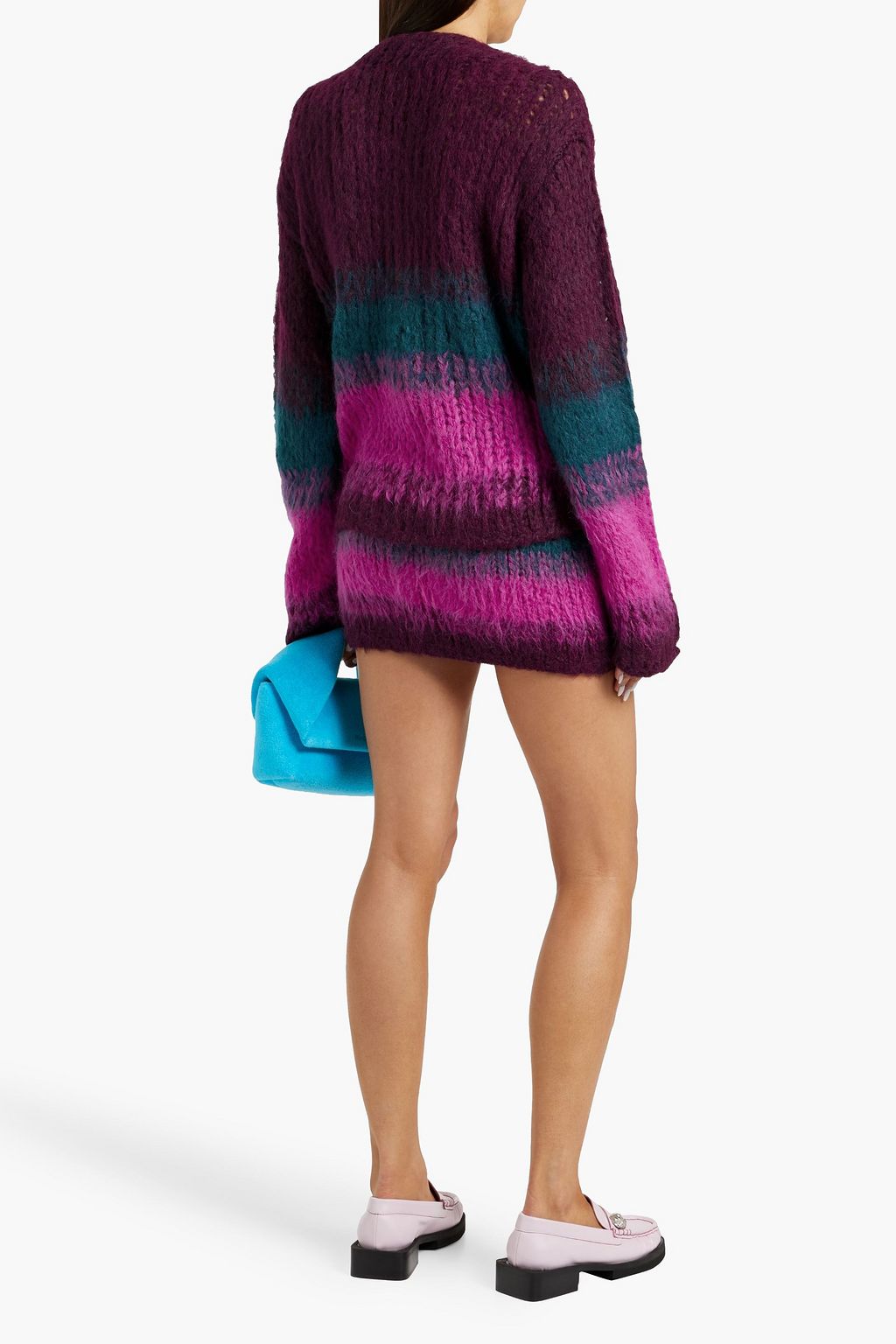THE ELDER STATESMAN Thistle striped alpaca-blend mini skirt