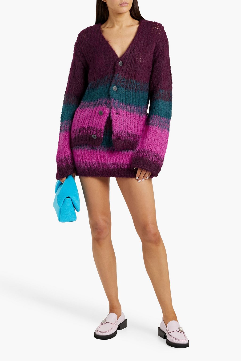 THE ELDER STATESMAN Thistle striped alpaca-blend mini skirt