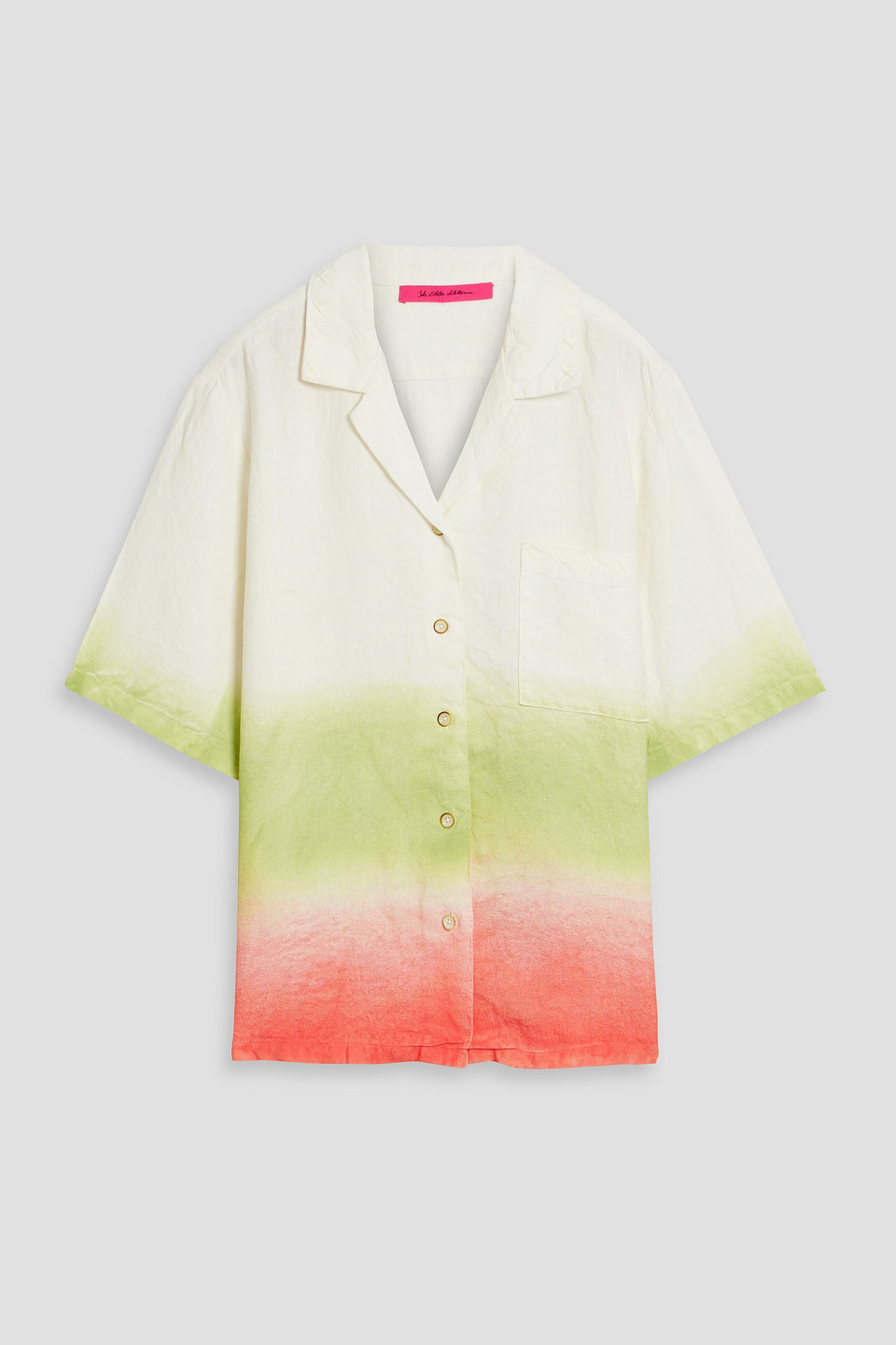 The Elder Statesman Sulfur Tie-dyed Linen Shirt In White