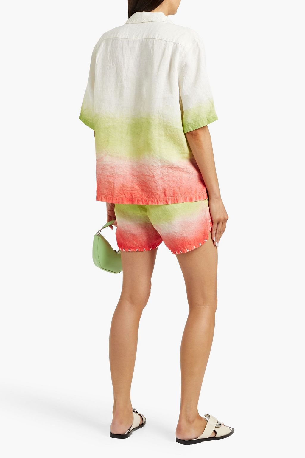 THE ELDER STATESMAN Sulfur tie-dyed linen shorts