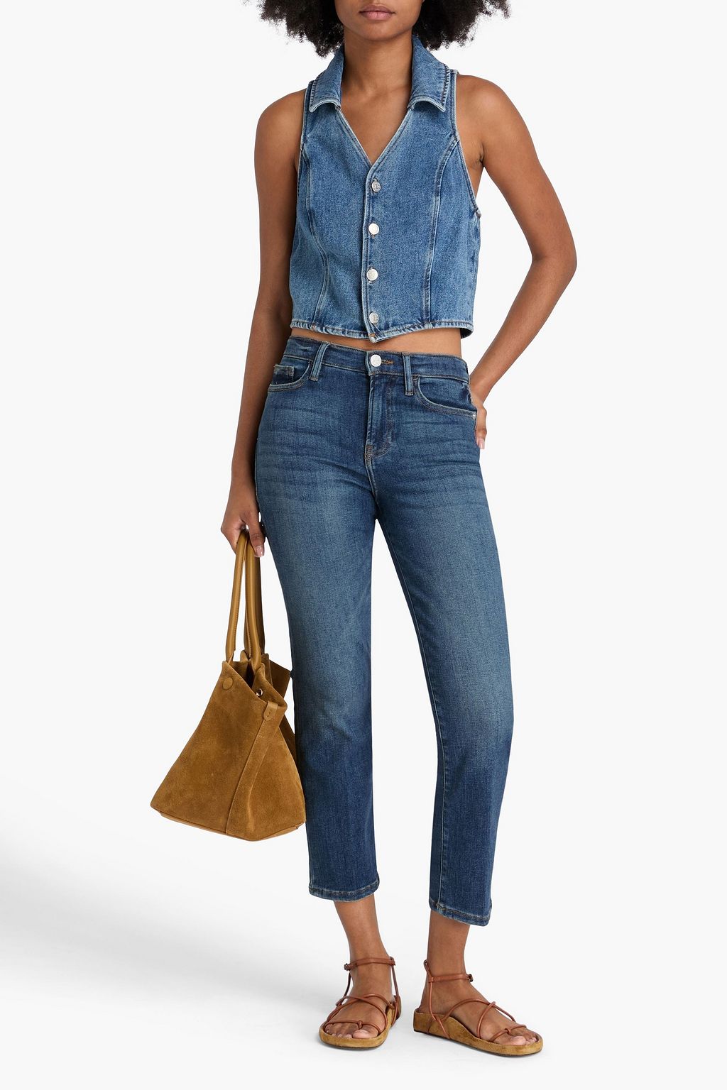 FRAME Hoch sitzende Jeans mit schmalem Bein