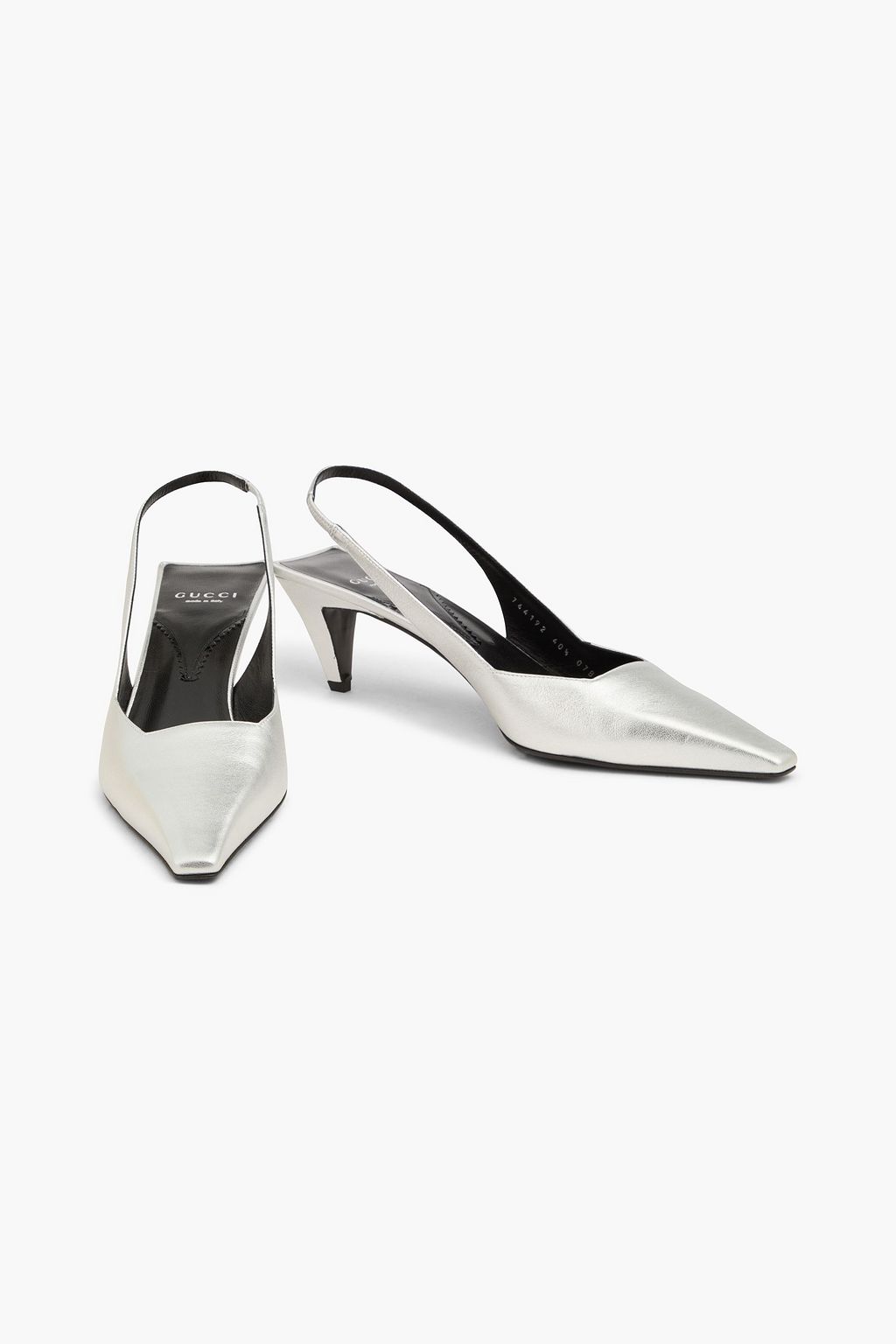 GUCCI Metallic leather slingback pumps