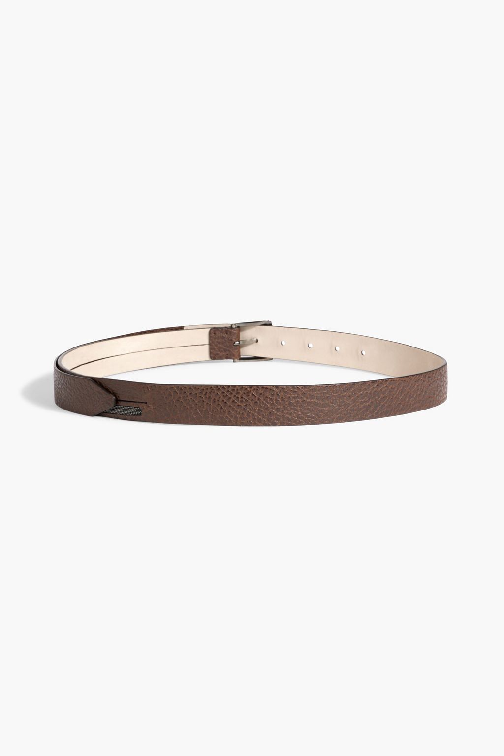 BRUNELLO CUCINELLI Bead-embellished pebbled-leather belt